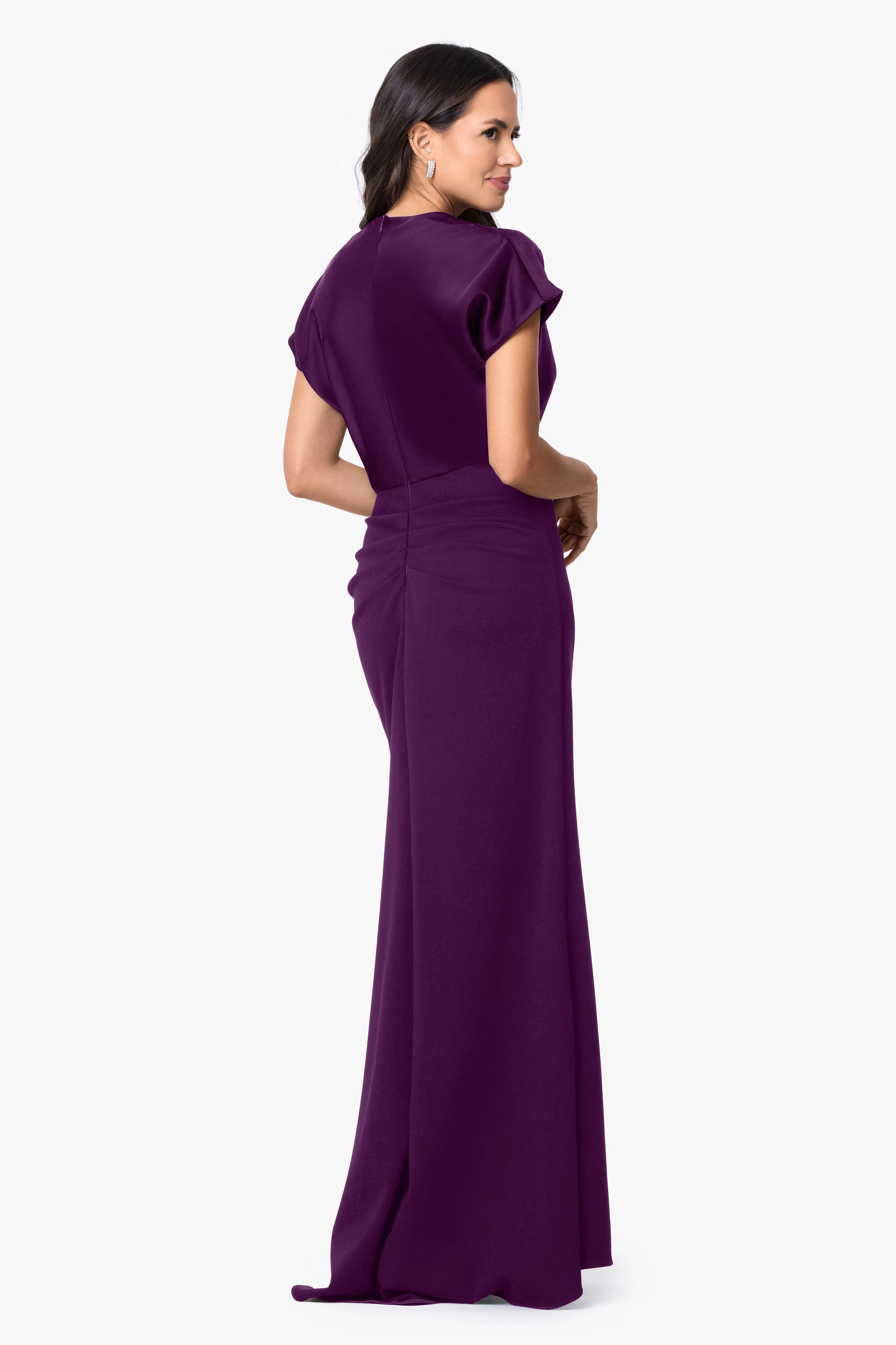 Petite "Rinna" Scuba Crepe and Satin Cowl Neck Floor Length Dress sold by Betsy & Adam product image thumbnail 3
