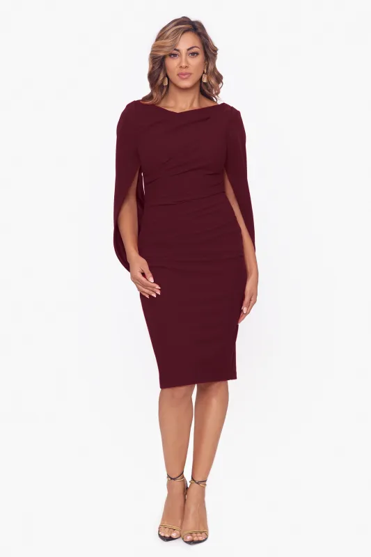 Petite "Jordan" Short Scuba Crape Draped Back Dress made by Betsy & Adam