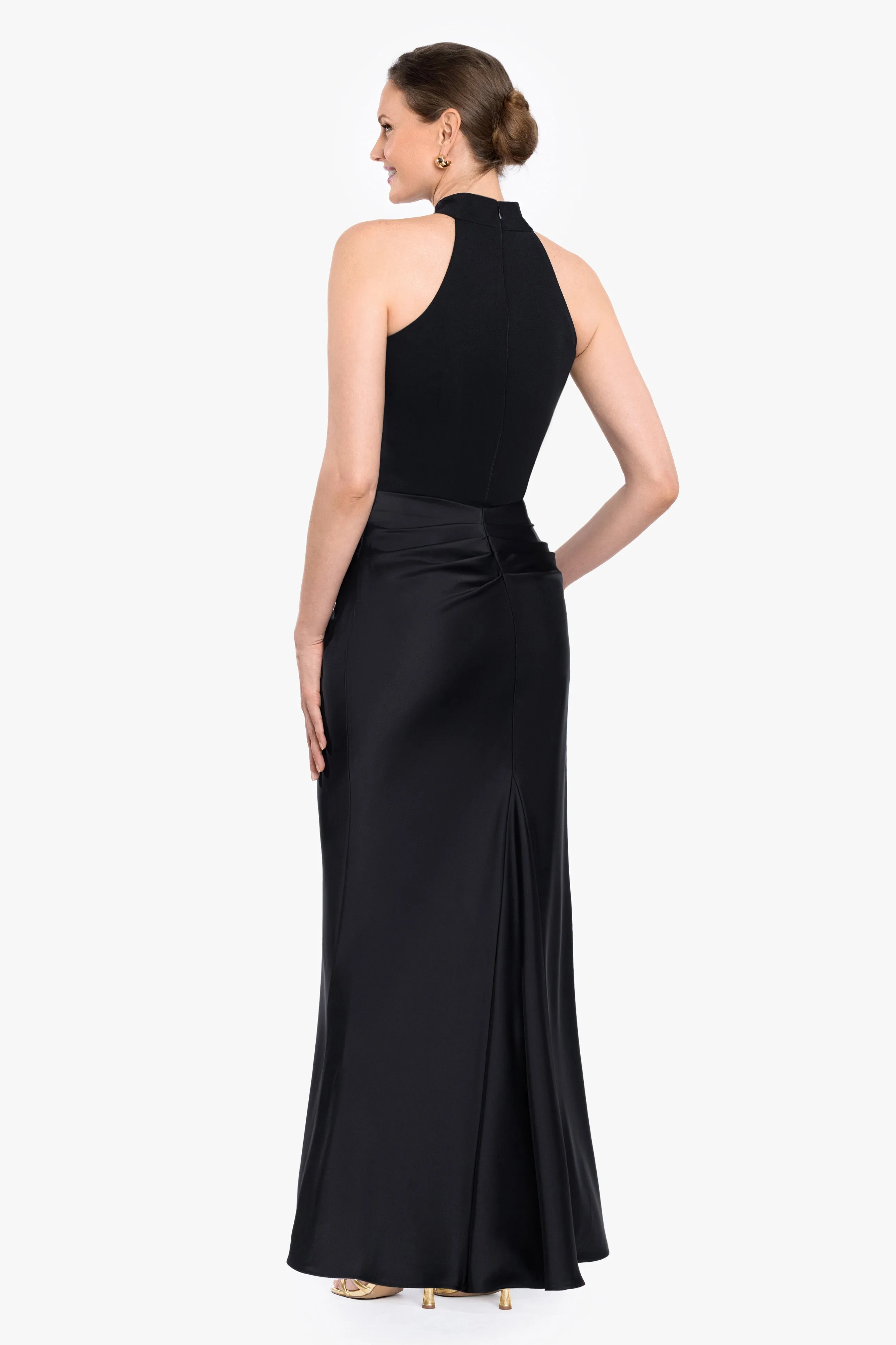 "Jamie" Double Satin Mock Neck Long Dress sold by Betsy & Adam product image thumbnail 3