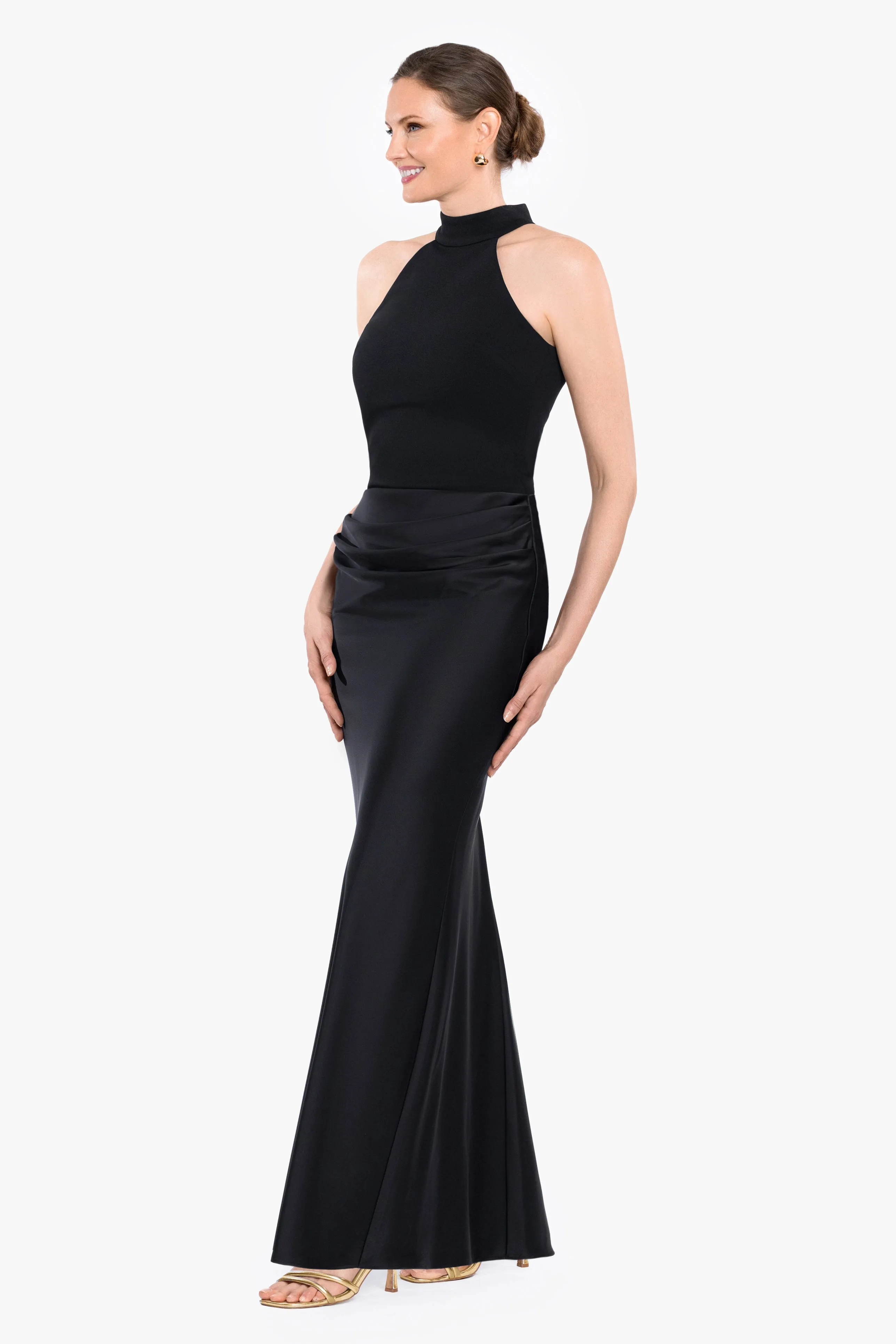 "Jamie" Double Satin Mock Neck Long Dress sold by Betsy & Adam product image thumbnail 4