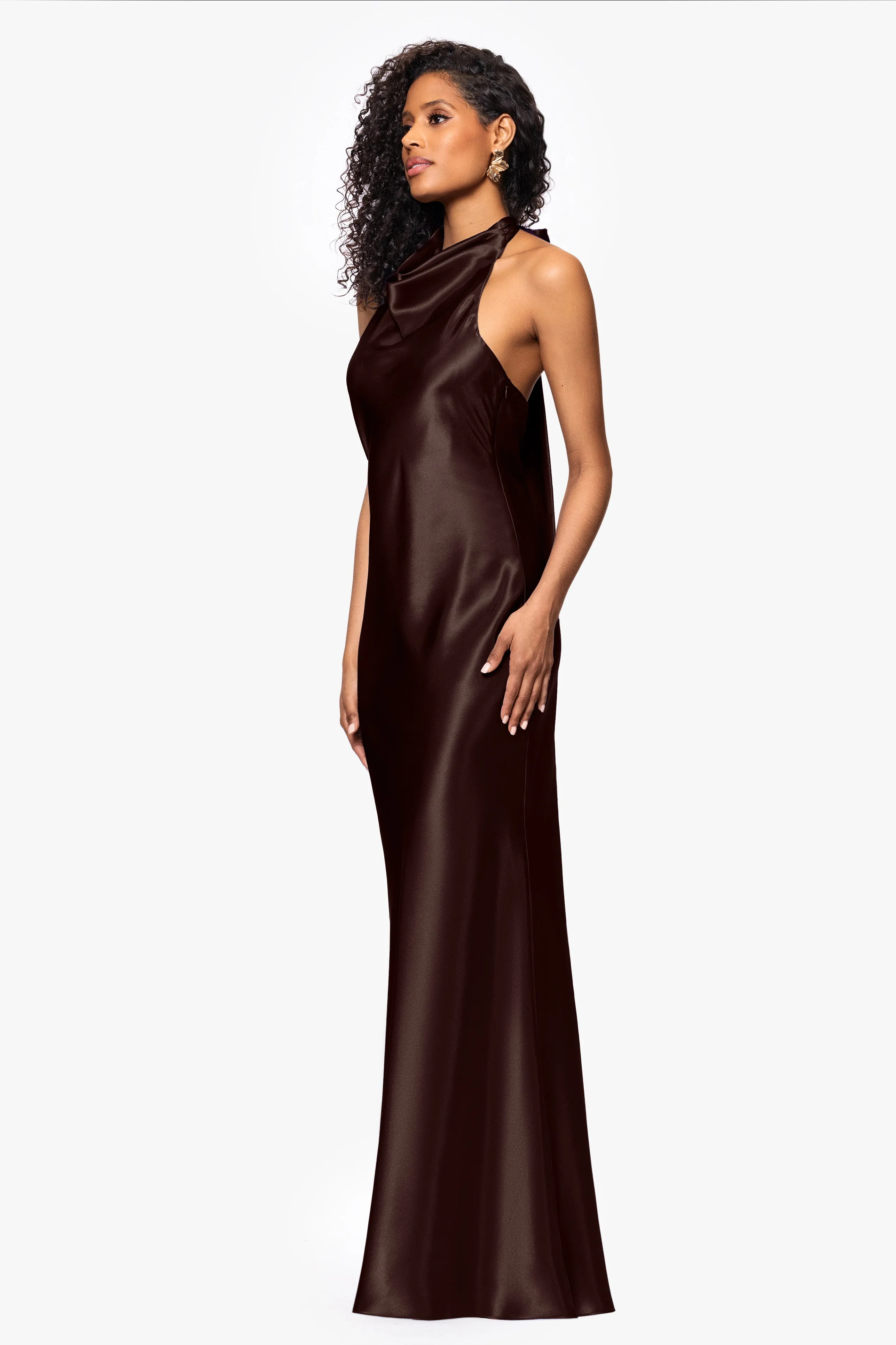 "Shannon" Halter Necktie Floor Length Dress sold by Betsy & Adam product image thumbnail 5