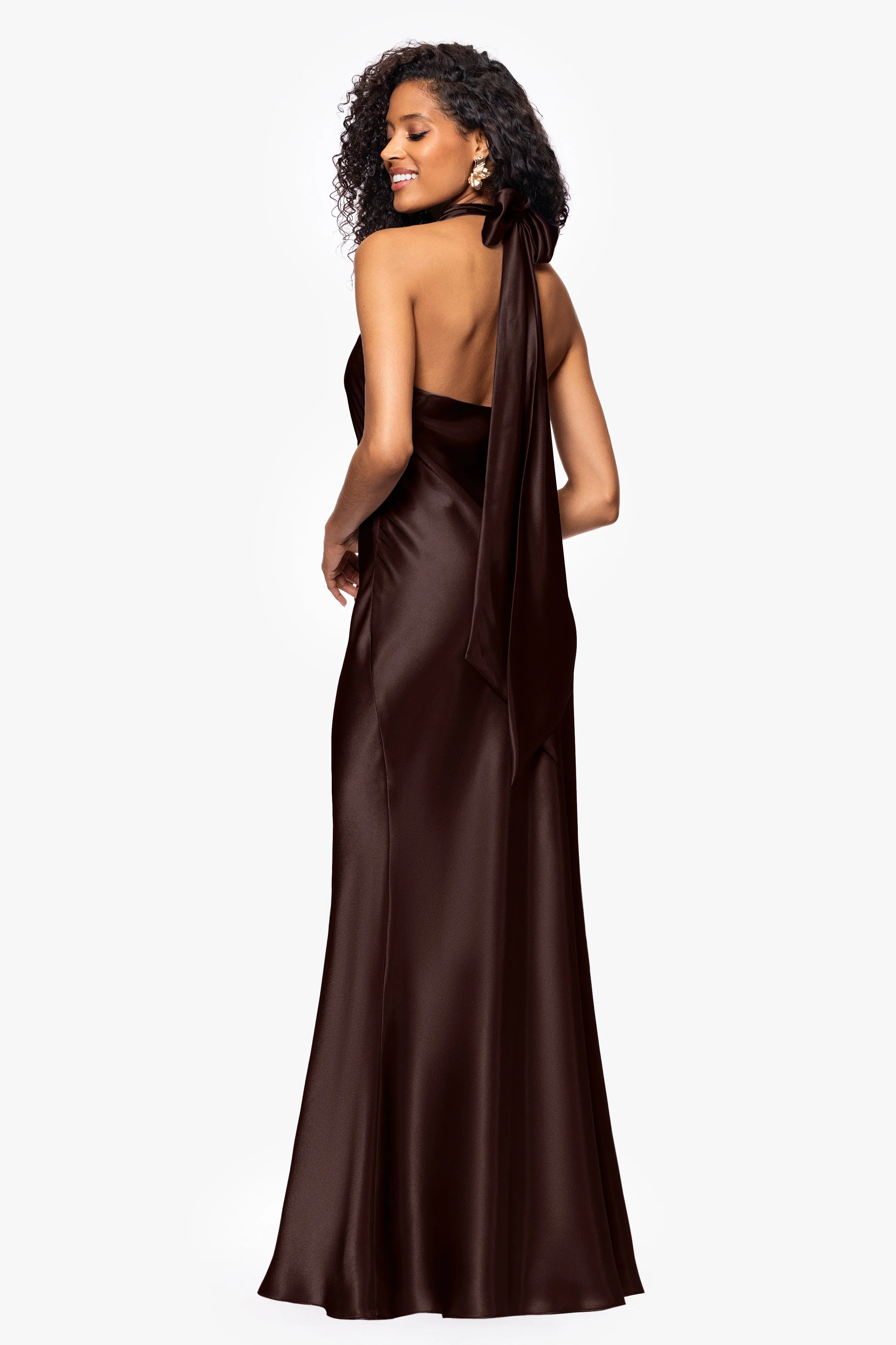 "Shannon" Halter Necktie Floor Length Dress sold by Betsy & Adam product image thumbnail 3