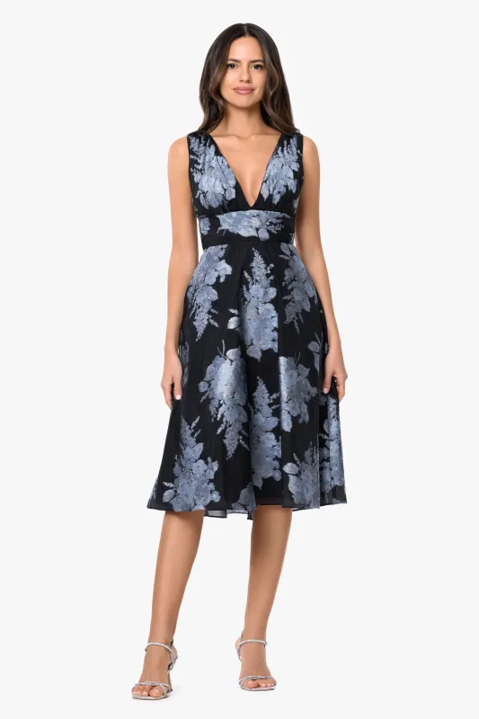 "Annette" Organza V-Neck Short Dress made by Betsy & Adam