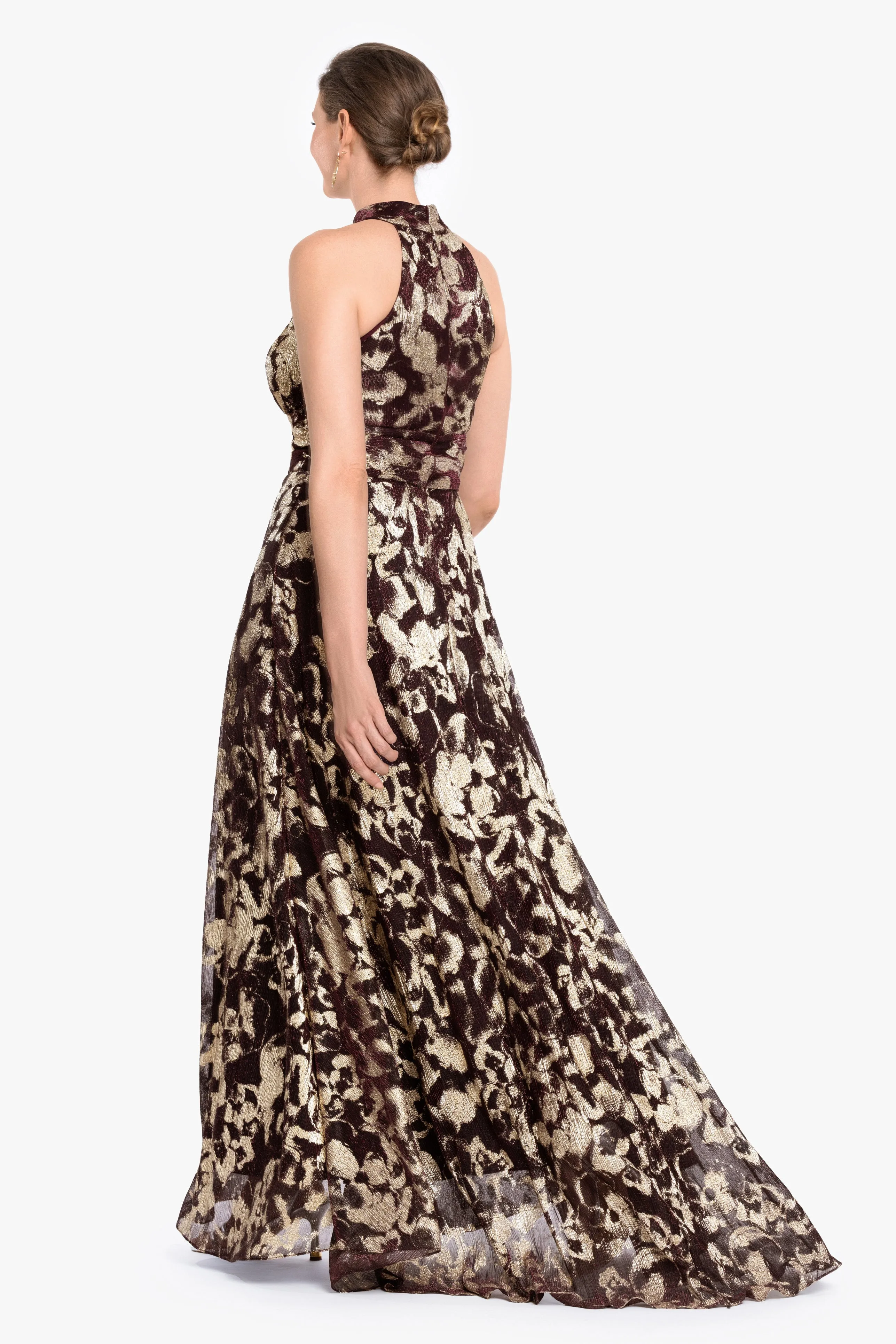"Alara" Metallic Halter Neck Long Dress sold by Betsy & Adam product image thumbnail 3