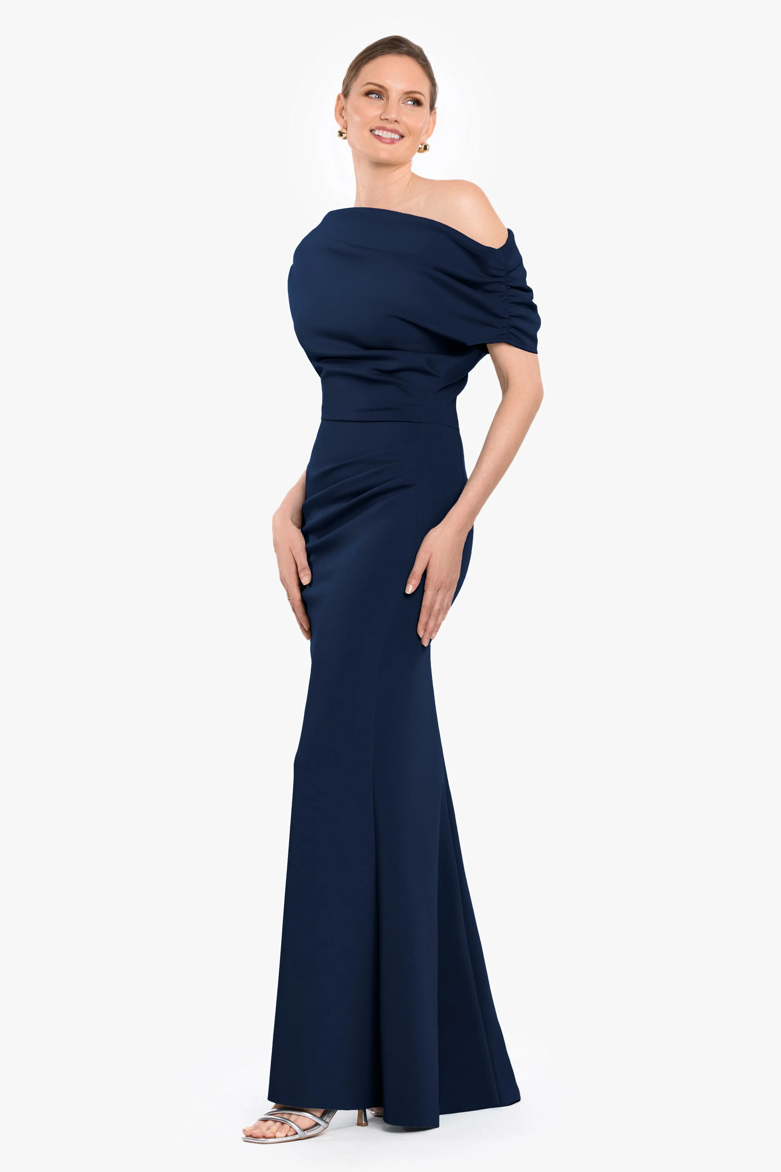 "Lillian" Techno Scuba Rouching Long Dress sold by Betsy & Adam product image thumbnail 4