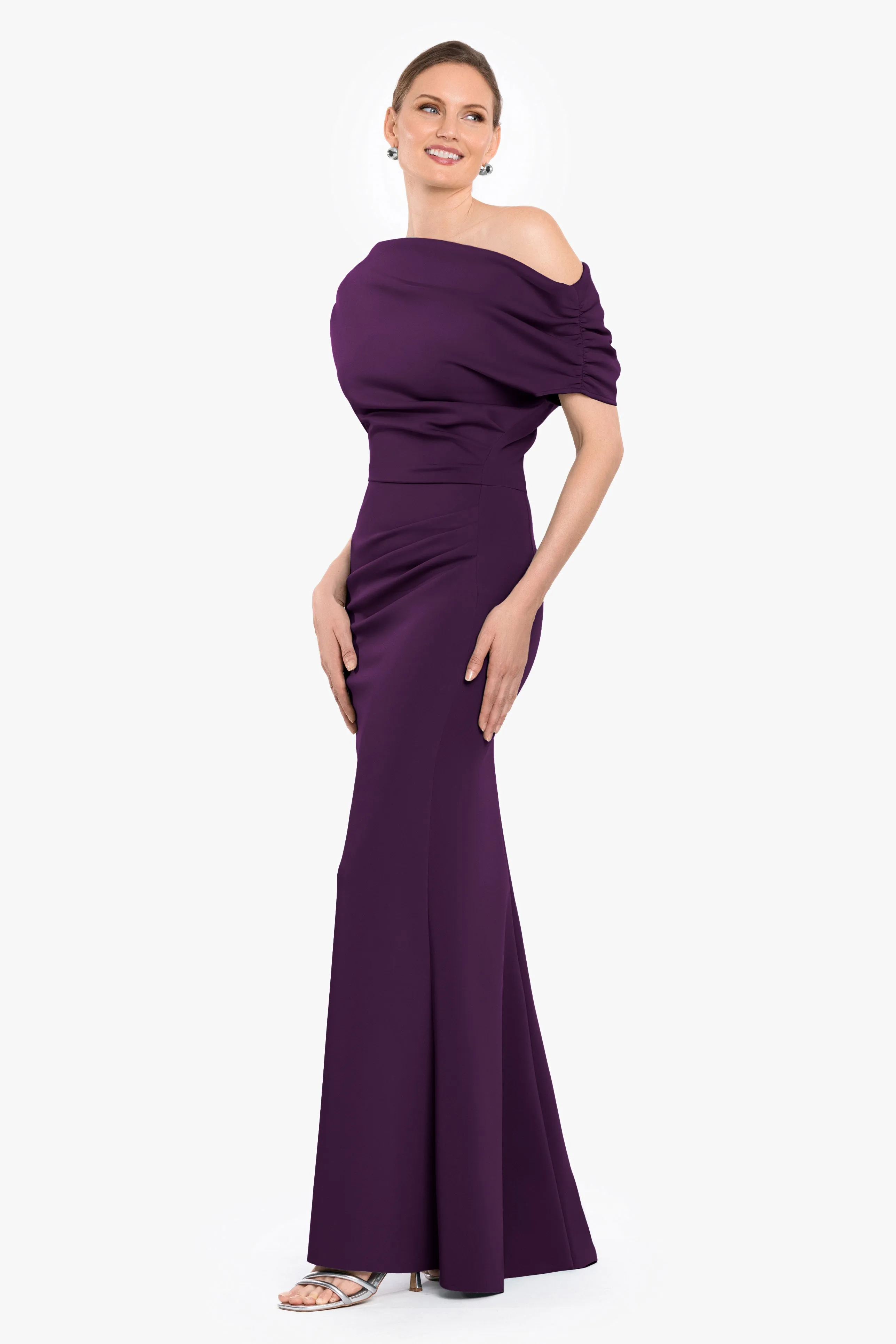 "Lillian" Techno Scuba Rouching Long Dress sold by Betsy & Adam product image thumbnail 4