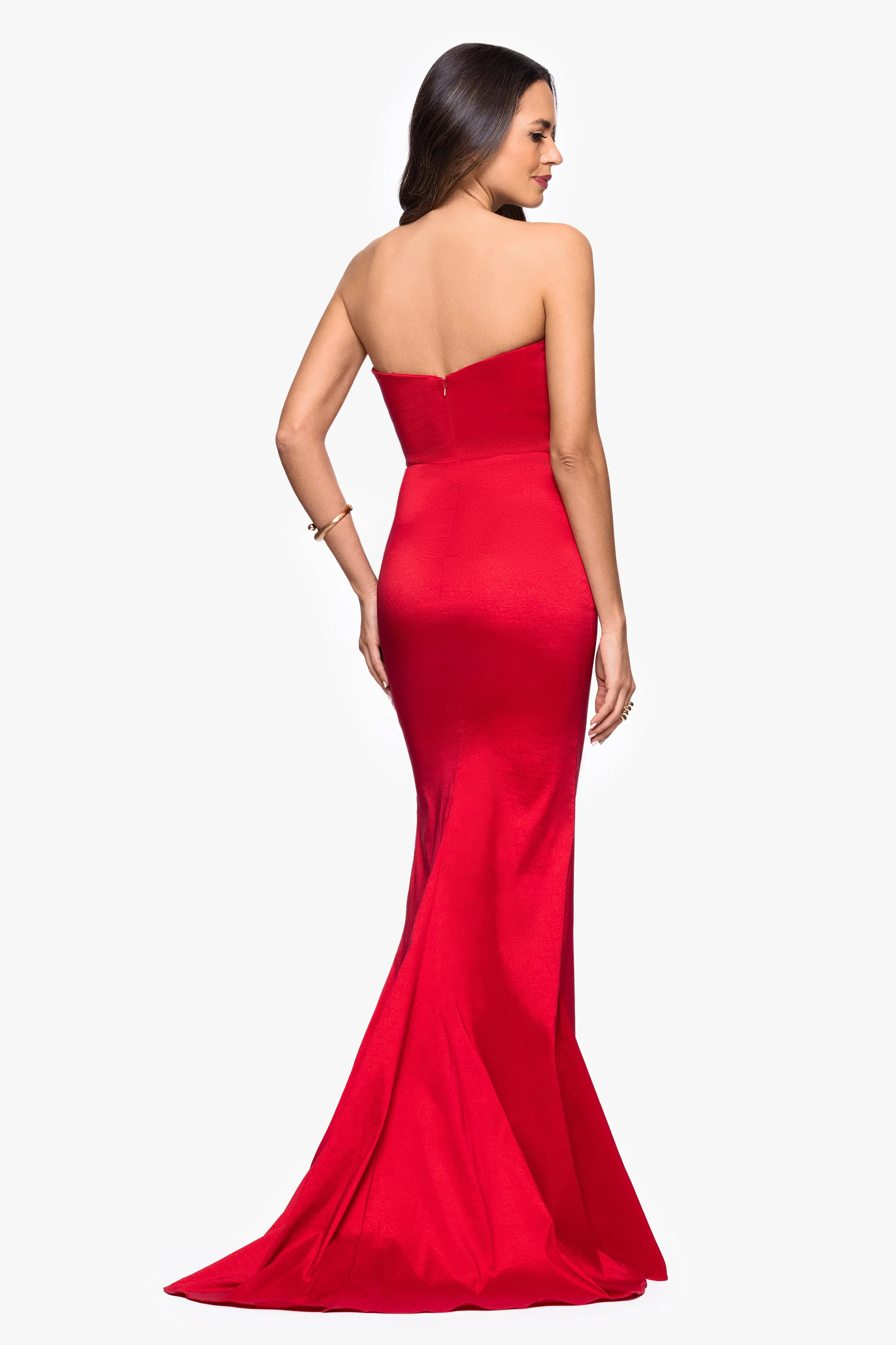 "Rowan" Taffeta Strapless Ruffle Floor Length Dress sold by Betsy & Adam product image thumbnail 3