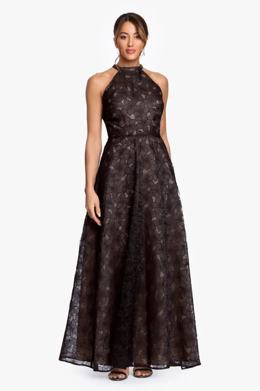"Darcy" Embellished Gauze Cut Long Gown made by Betsy & Adam