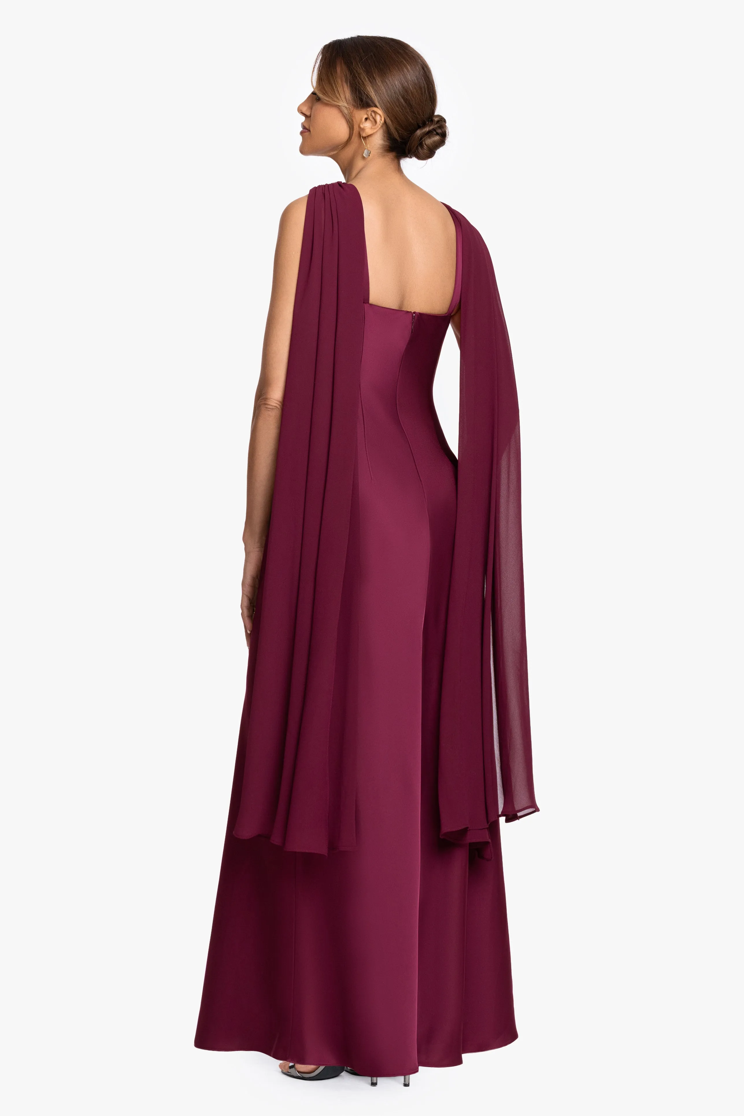 Petite "Amelia" Satin & Chiffon Scarf Halter Long Dress sold by Betsy & Adam product image thumbnail 3
