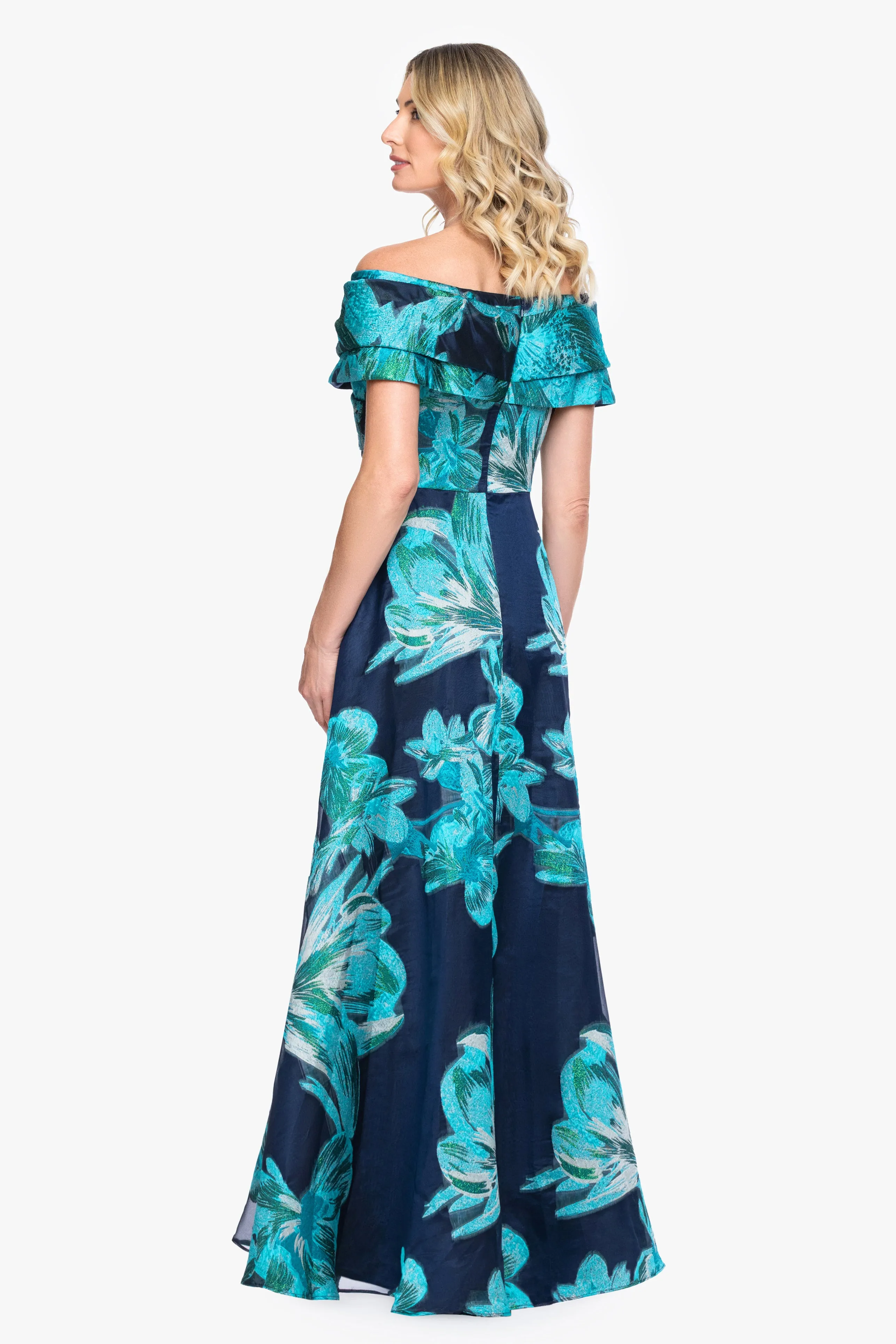 "Liza" Organza Brocade Off The Shoulder Gown sold by Betsy & Adam product image thumbnail 3