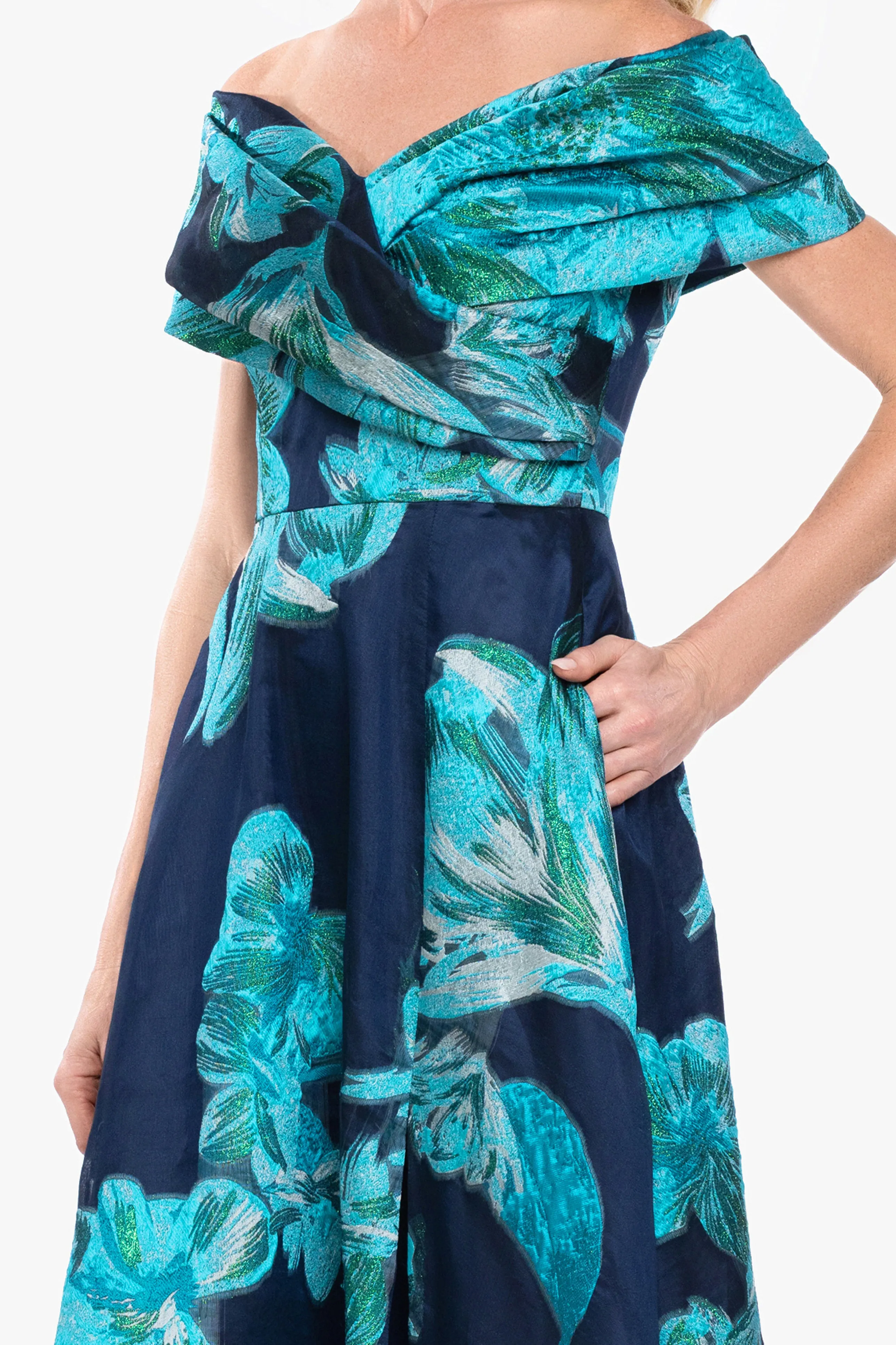 "Liza" Organza Brocade Off The Shoulder Gown sold by Betsy & Adam product image thumbnail 2