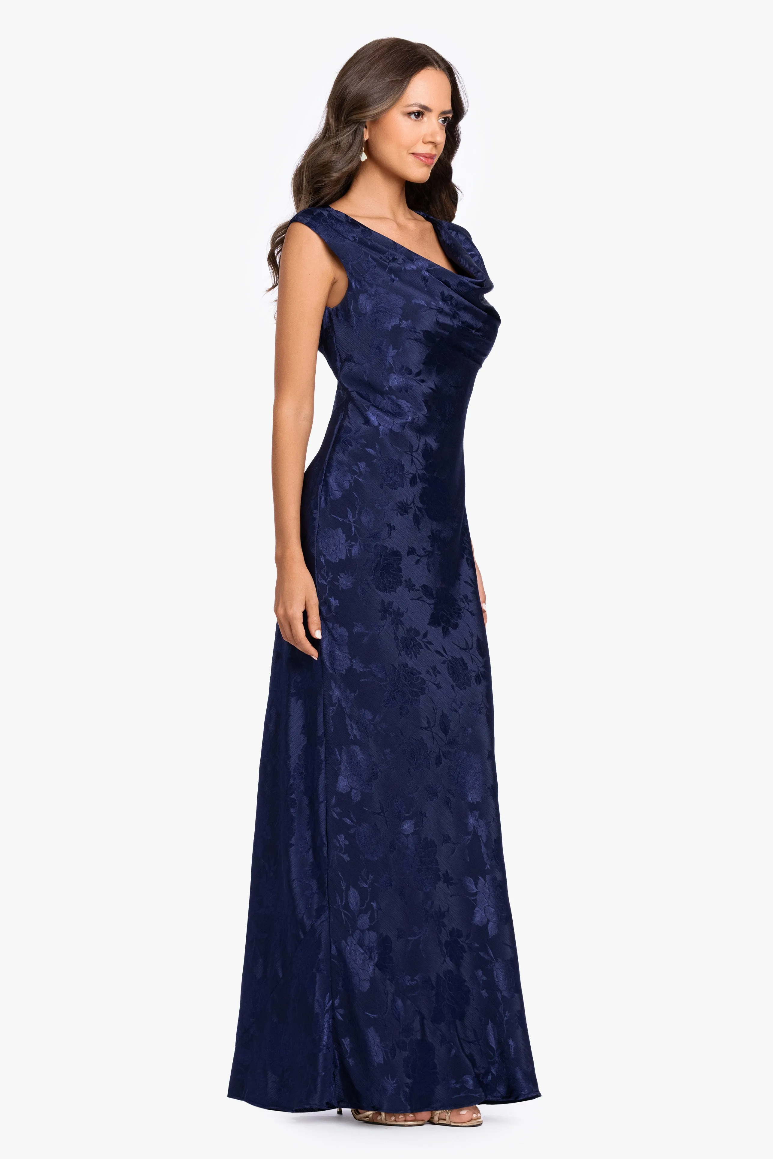 "Kayley" Jacquard Cowl Neck Floor Length Dress sold by Betsy & Adam product image thumbnail 4