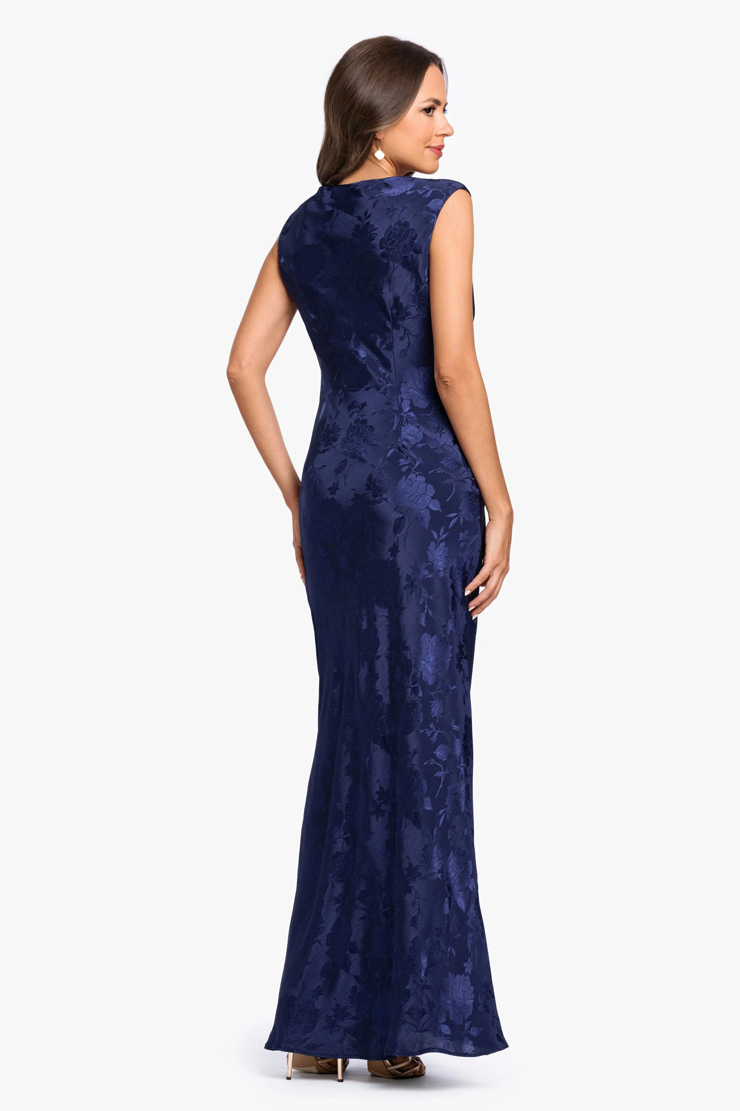 "Kayley" Jacquard Cowl Neck Floor Length Dress sold by Betsy & Adam product image thumbnail 3