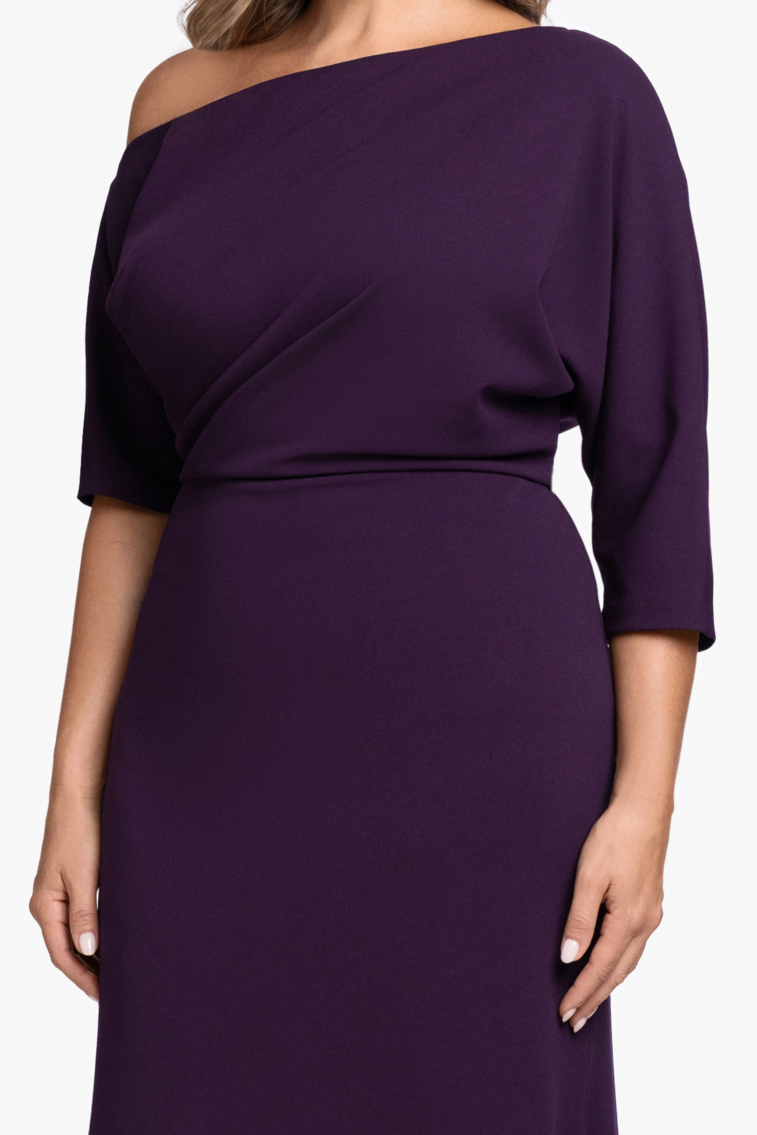 “Madeline” Plus Scuba Crepe Off The Shoulder Dress sold by Betsy & Adam product image thumbnail 2