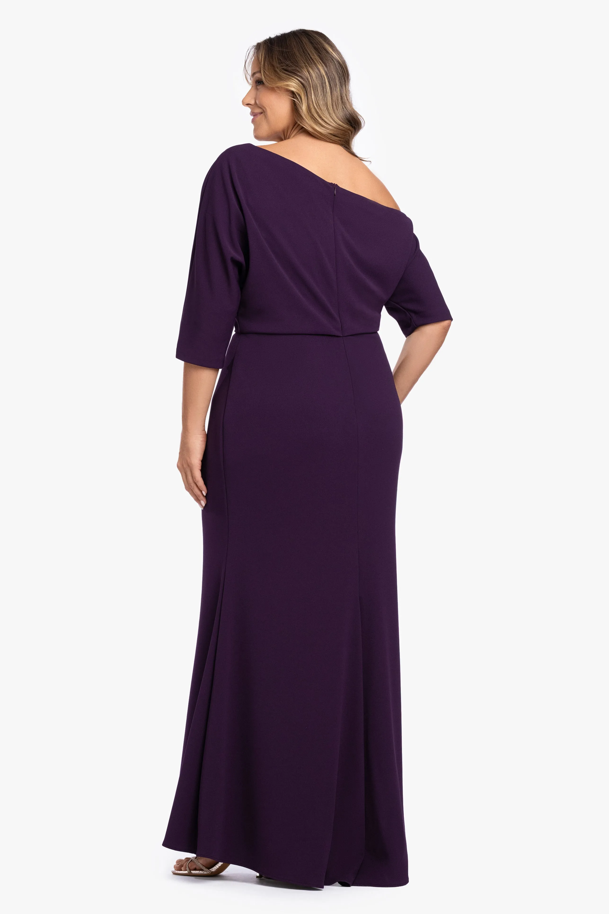 “Madeline” Plus Scuba Crepe Off The Shoulder Dress sold by Betsy & Adam product image thumbnail 3