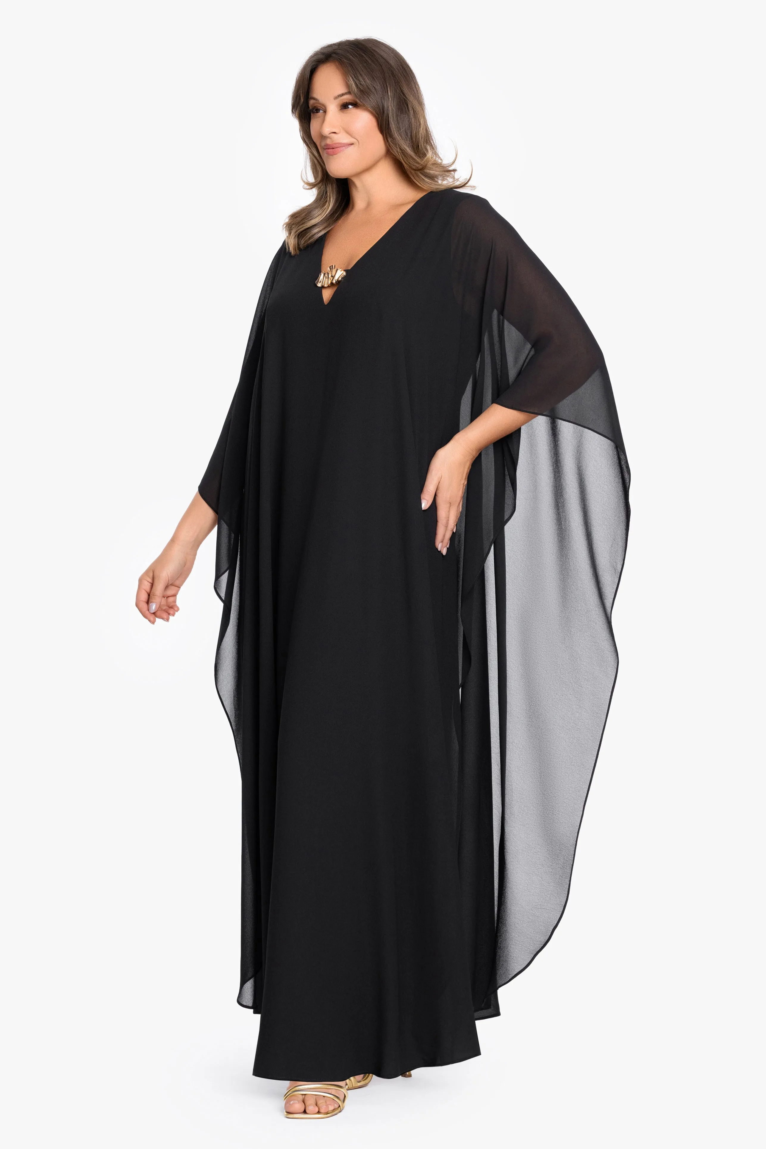 “Katherine” Plus Souffle Chiffon Kaftan Dress sold by Betsy & Adam product image thumbnail 4