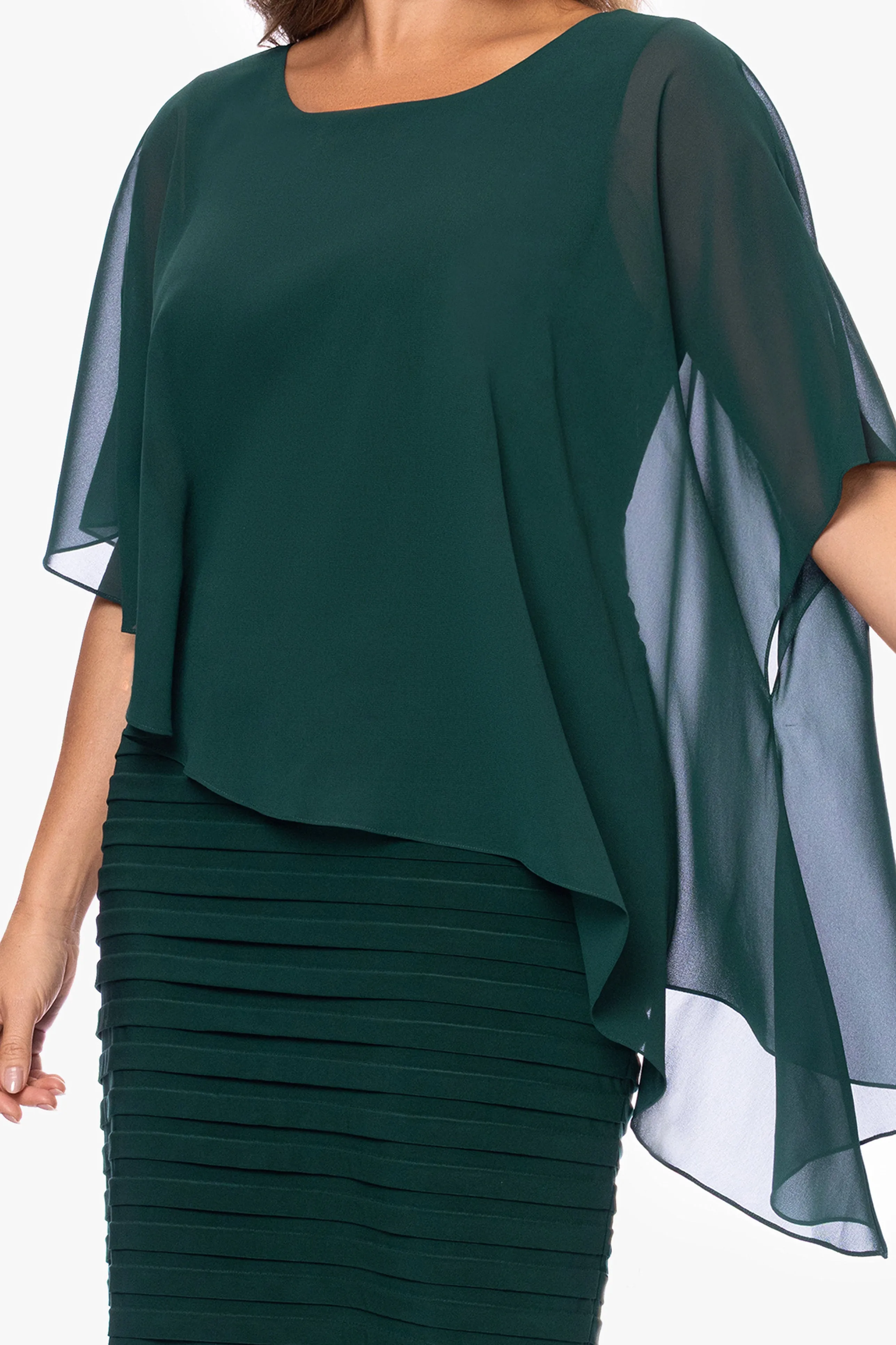 "Charlotte" Plus Jersey Knit With Chiffon Cape Shutter Dress sold by Betsy & Adam product image thumbnail 2