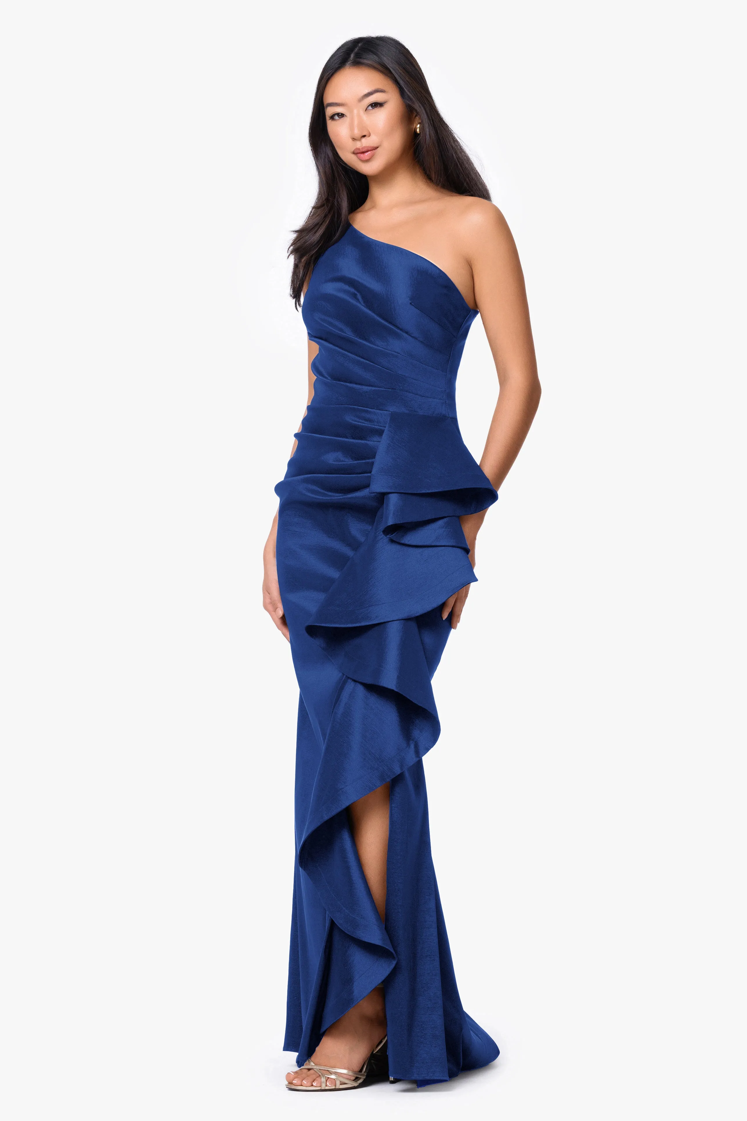 "Evangeline" Taffeta One Shoulder Dress sold by Betsy & Adam product image thumbnail 4