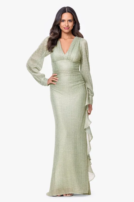 "Nora" Metallic Long Sleeve Dress made by Betsy & Adam