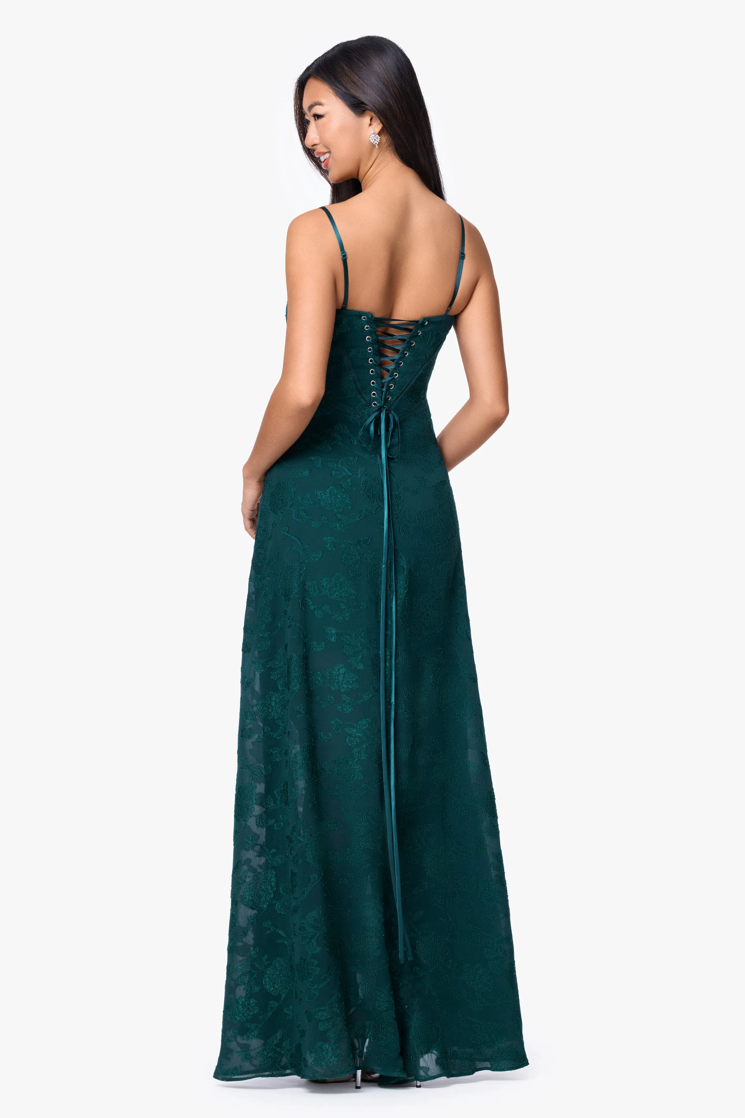 "Drew" Jacquard & Chiffon Spaghetti Tie Dress sold by Betsy & Adam product image thumbnail 3