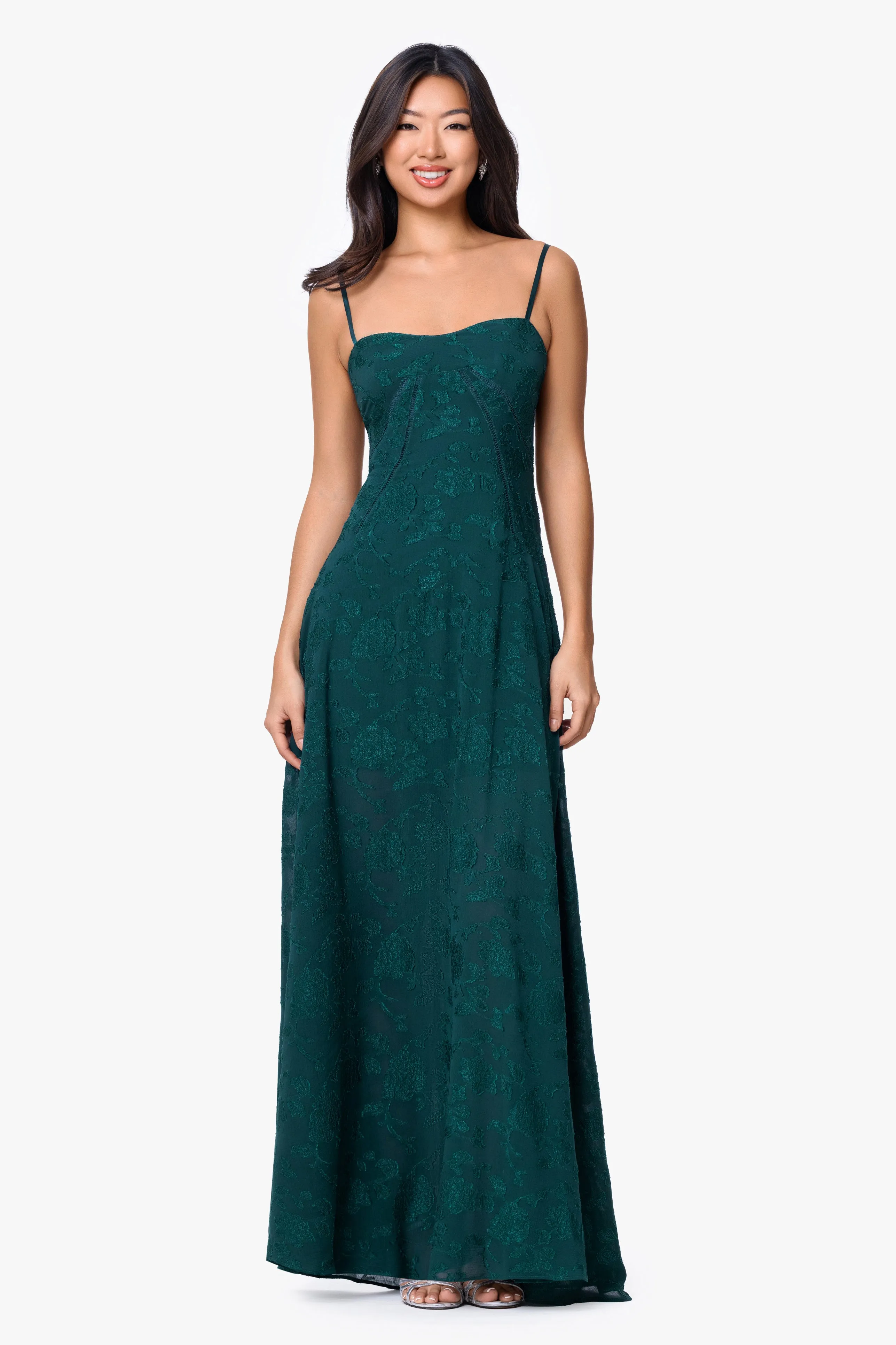 "Drew" Jacquard & Chiffon Spaghetti Tie Dress sold by Betsy & Adam