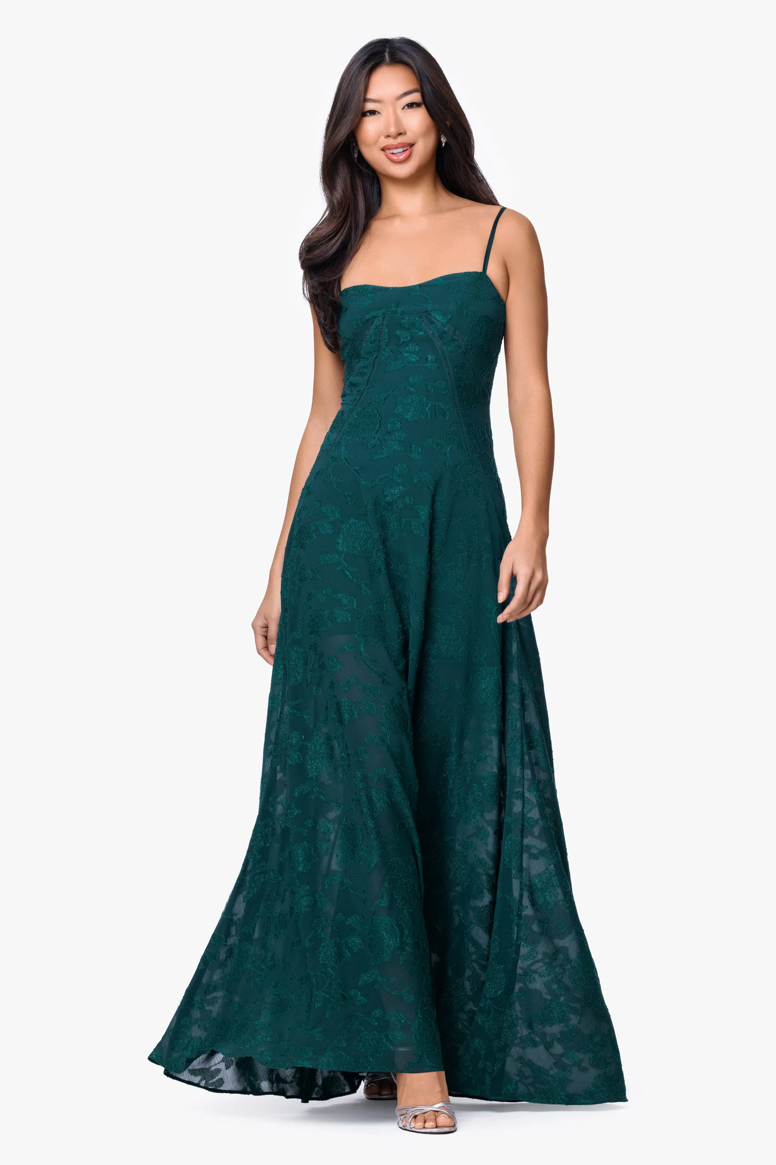 "Drew" Jacquard & Chiffon Spaghetti Tie Dress sold by Betsy & Adam product image thumbnail 5