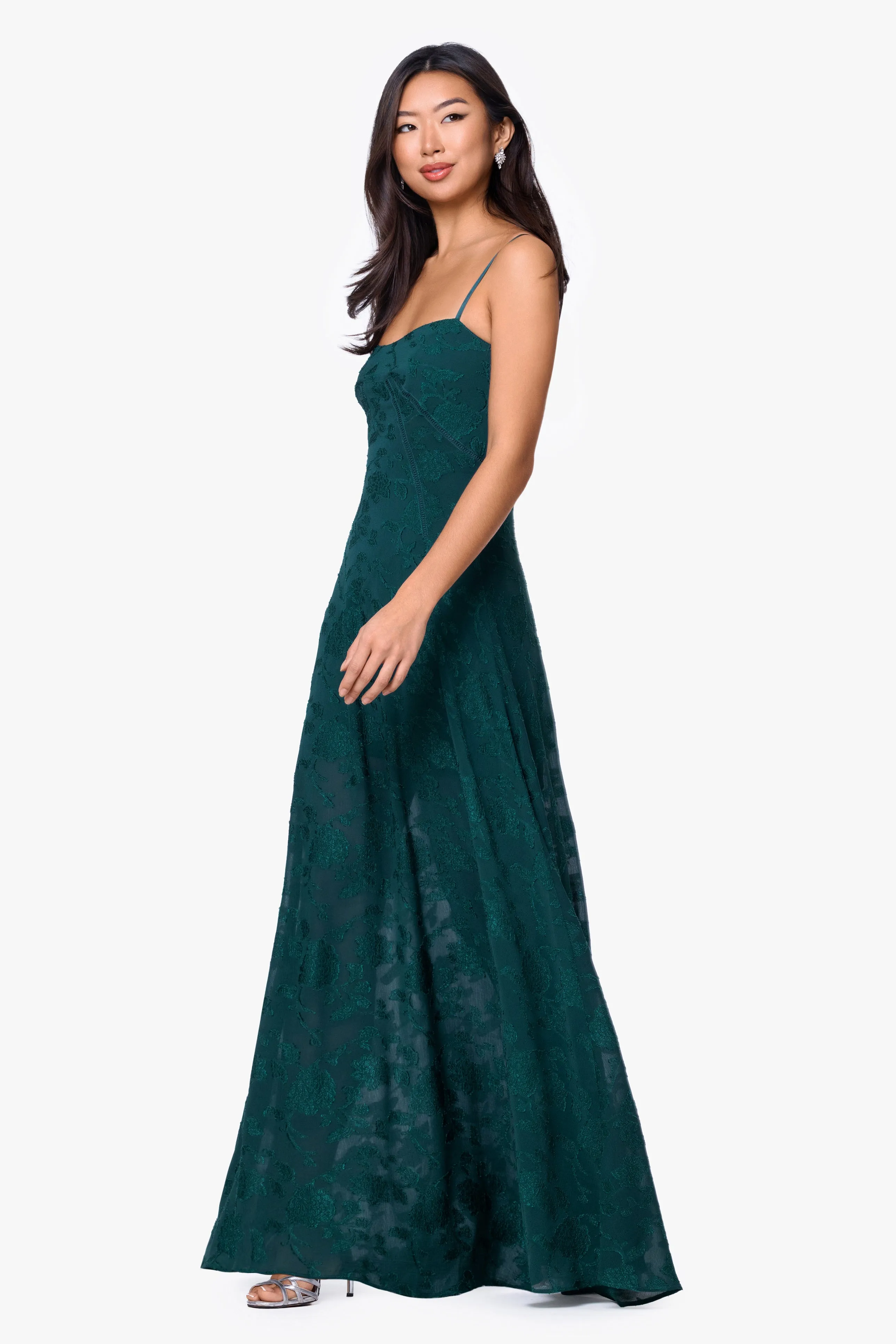 "Drew" Jacquard & Chiffon Spaghetti Tie Dress sold by Betsy & Adam product image thumbnail 4