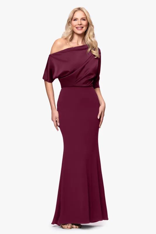 "Ana" Scuba Crepe & Satin Drop Shoulder Dress made by Betsy & Adam