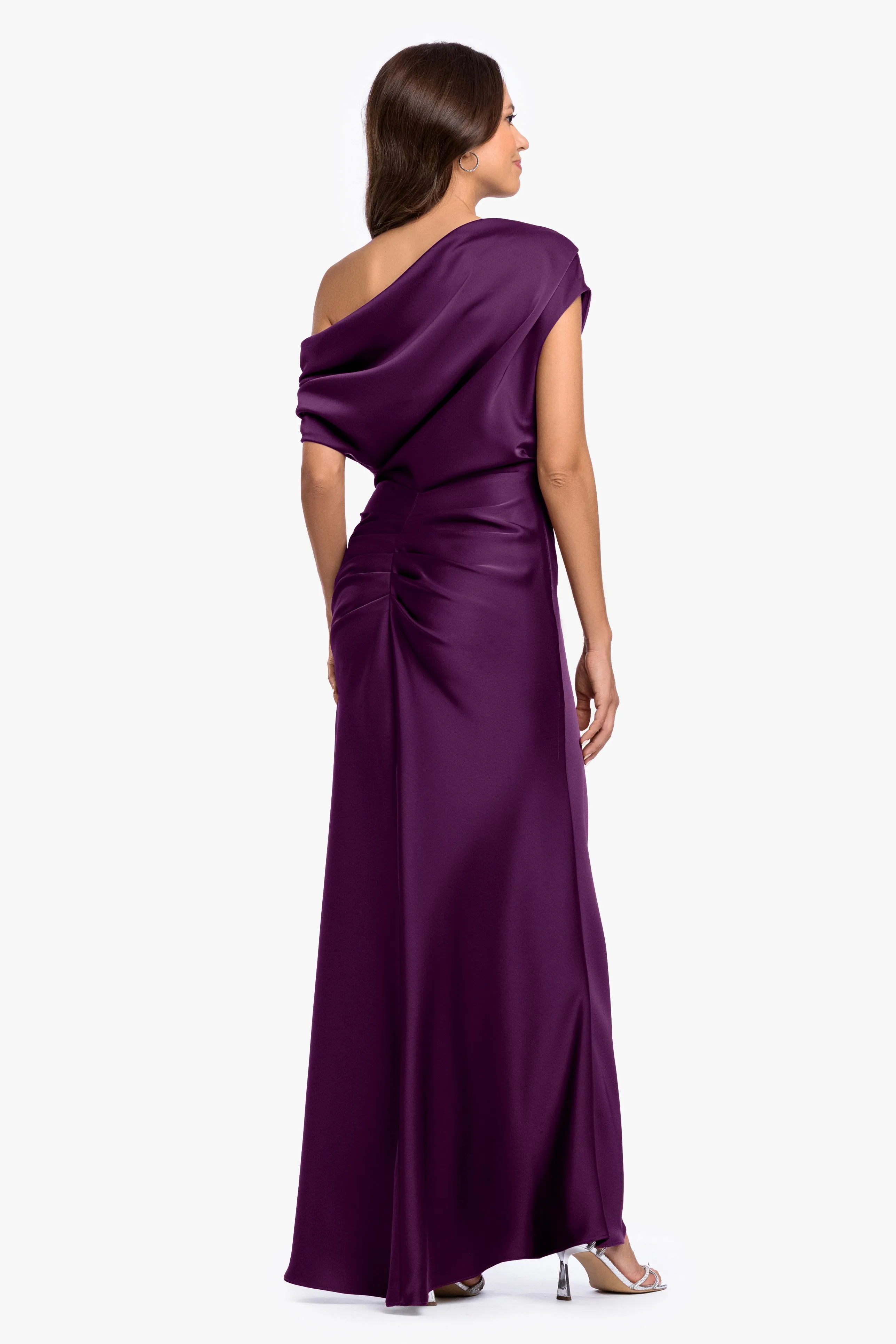 “Hailey” Double Satin Off The Shoulder Ruched Dress sold by Betsy & Adam product image thumbnail 3