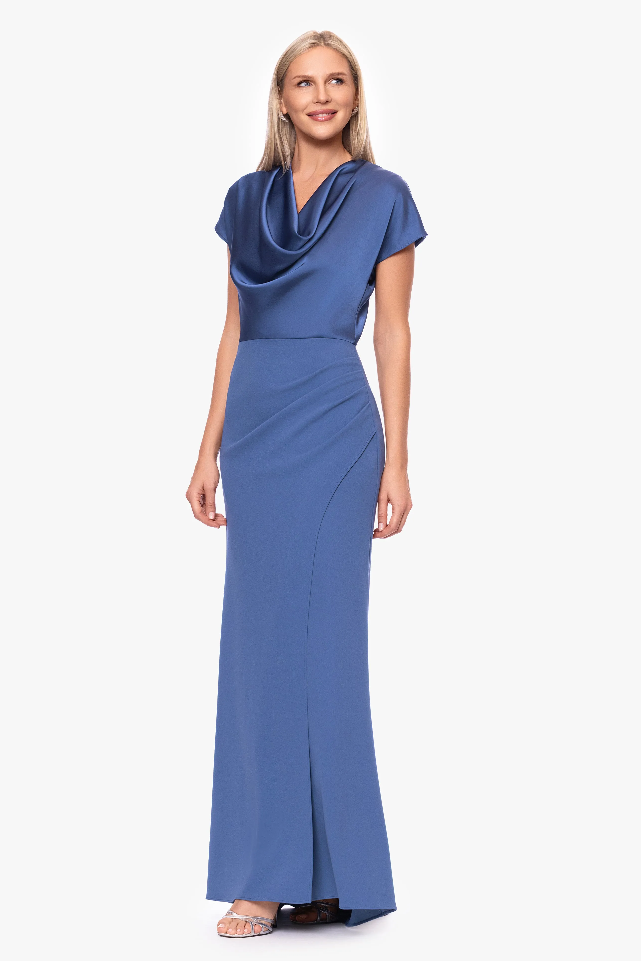 "Rinna" Petite Scuba Crepe & Satin Cowl Neck Dress sold by Betsy & Adam product image thumbnail 5