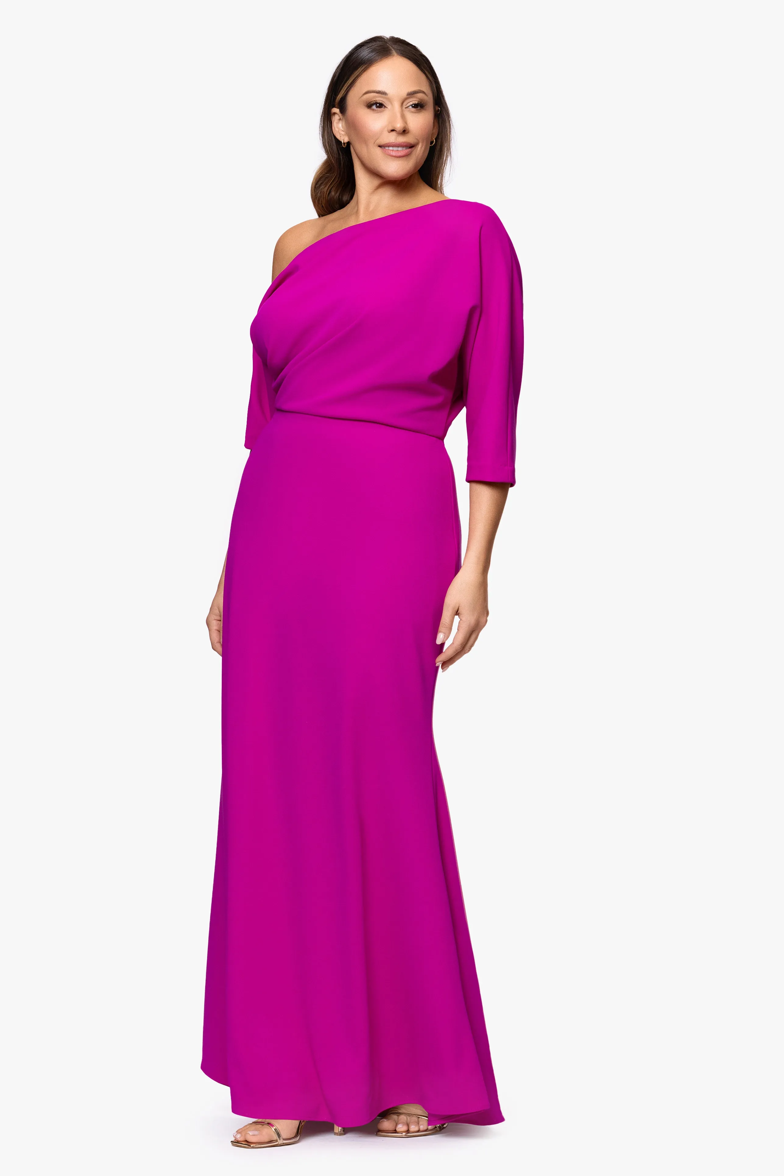 “Madeline” Plus Scuba Crepe Off The Shoulder Dress sold by Betsy & Adam product image thumbnail 4