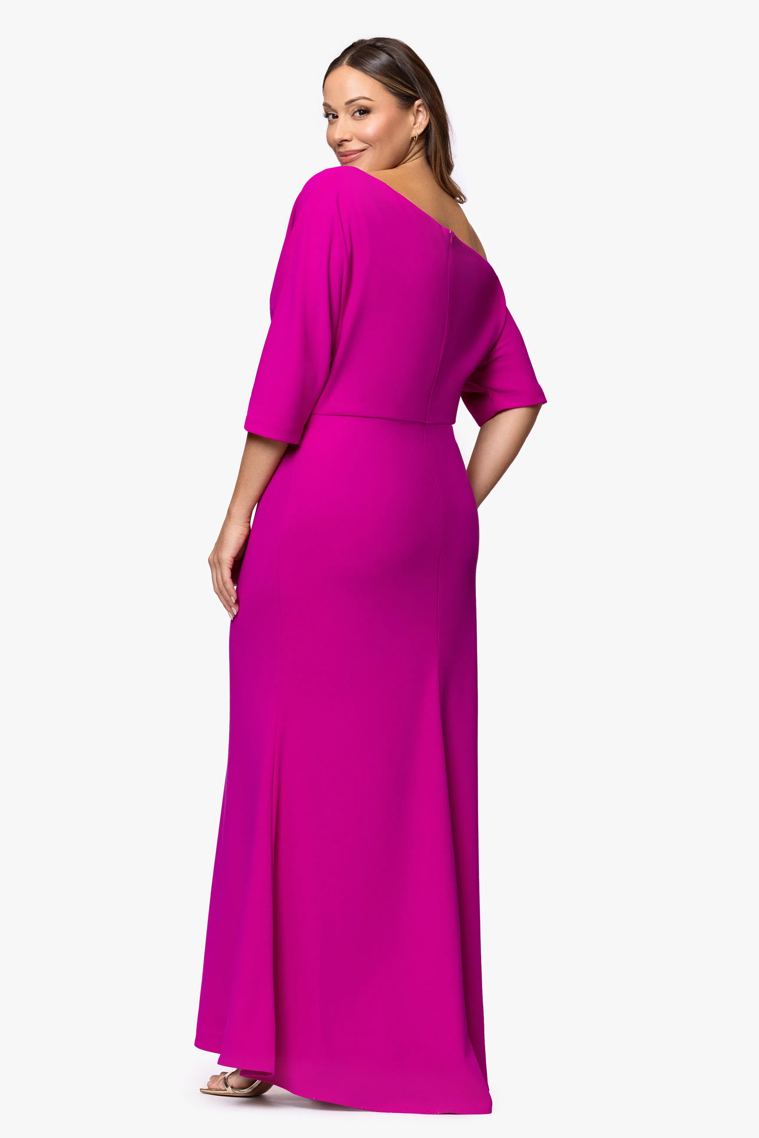“Madeline” Plus Scuba Crepe Off The Shoulder Dress sold by Betsy & Adam product image thumbnail 3