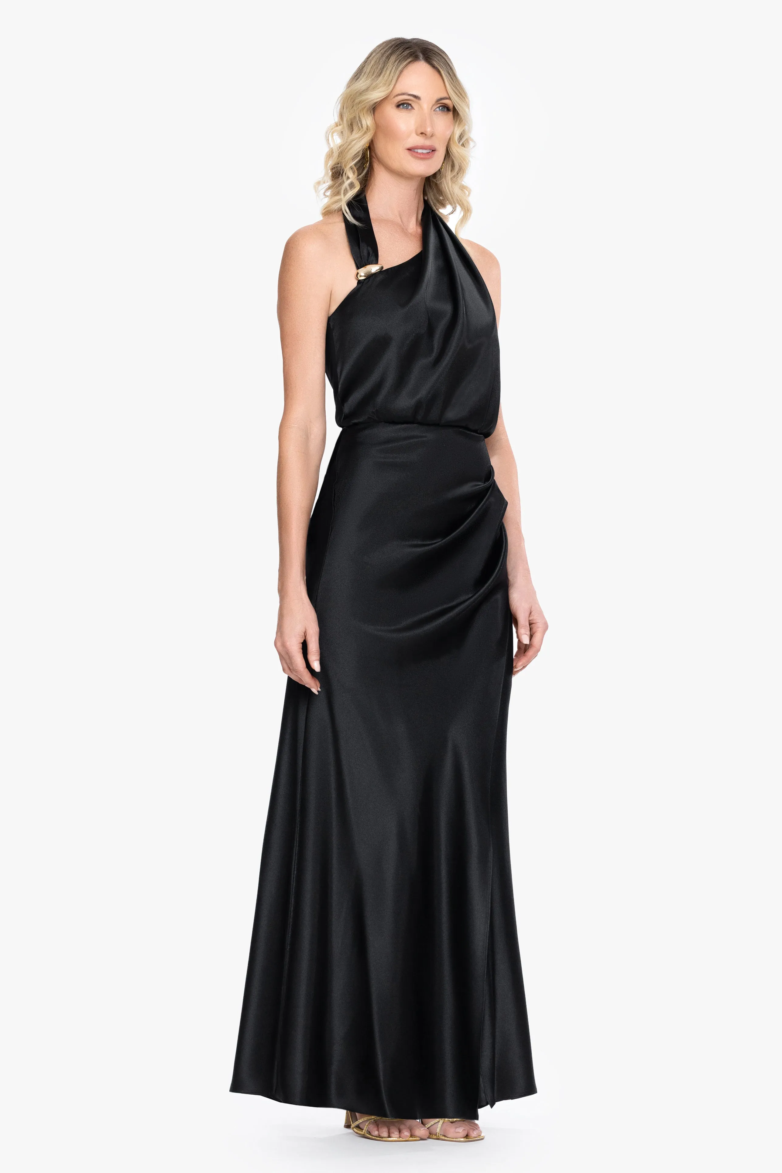 "Willow" Satin Halter Asymmetrical Dress sold by Betsy & Adam product image thumbnail 4