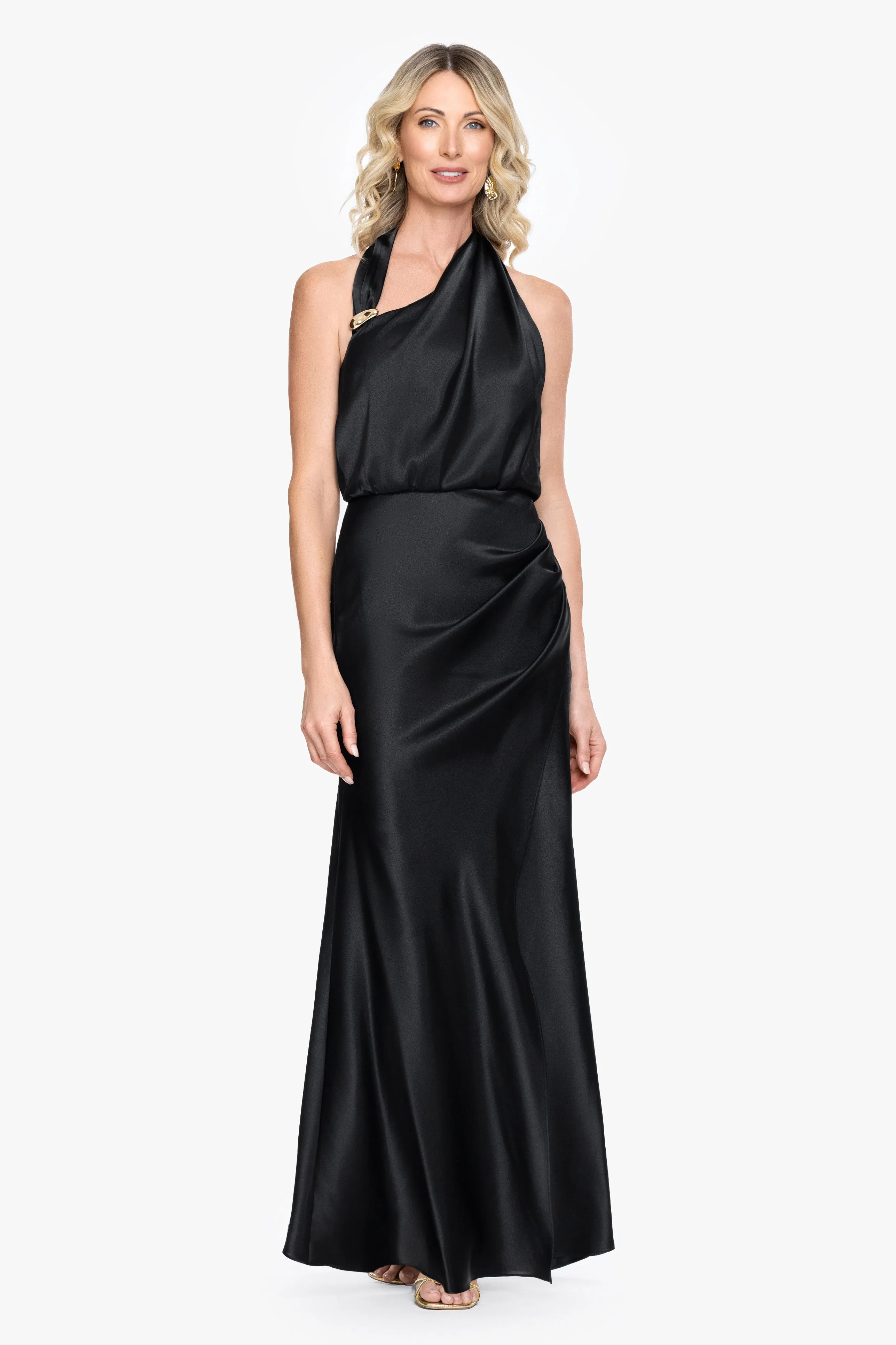 "Willow" Satin Halter Asymmetrical Dress sold by Betsy & Adam product image thumbnail 5