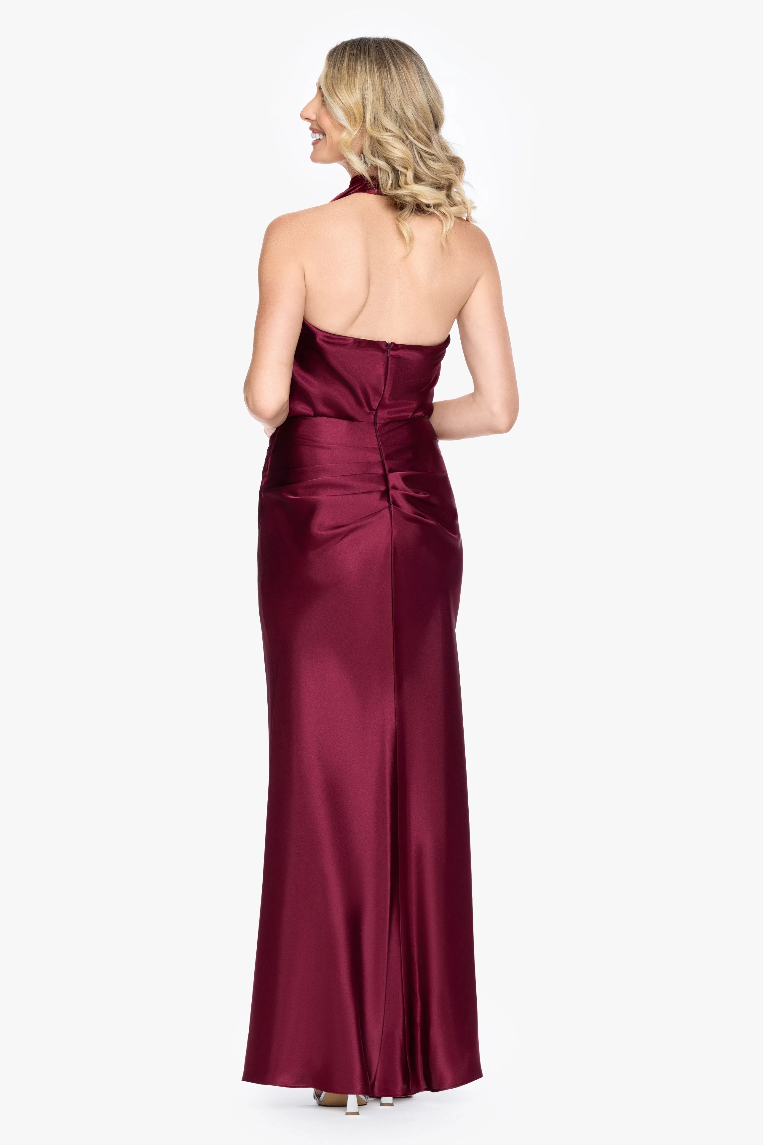 "Willow" Satin Halter Asymmetrical Dress sold by Betsy & Adam product image thumbnail 3