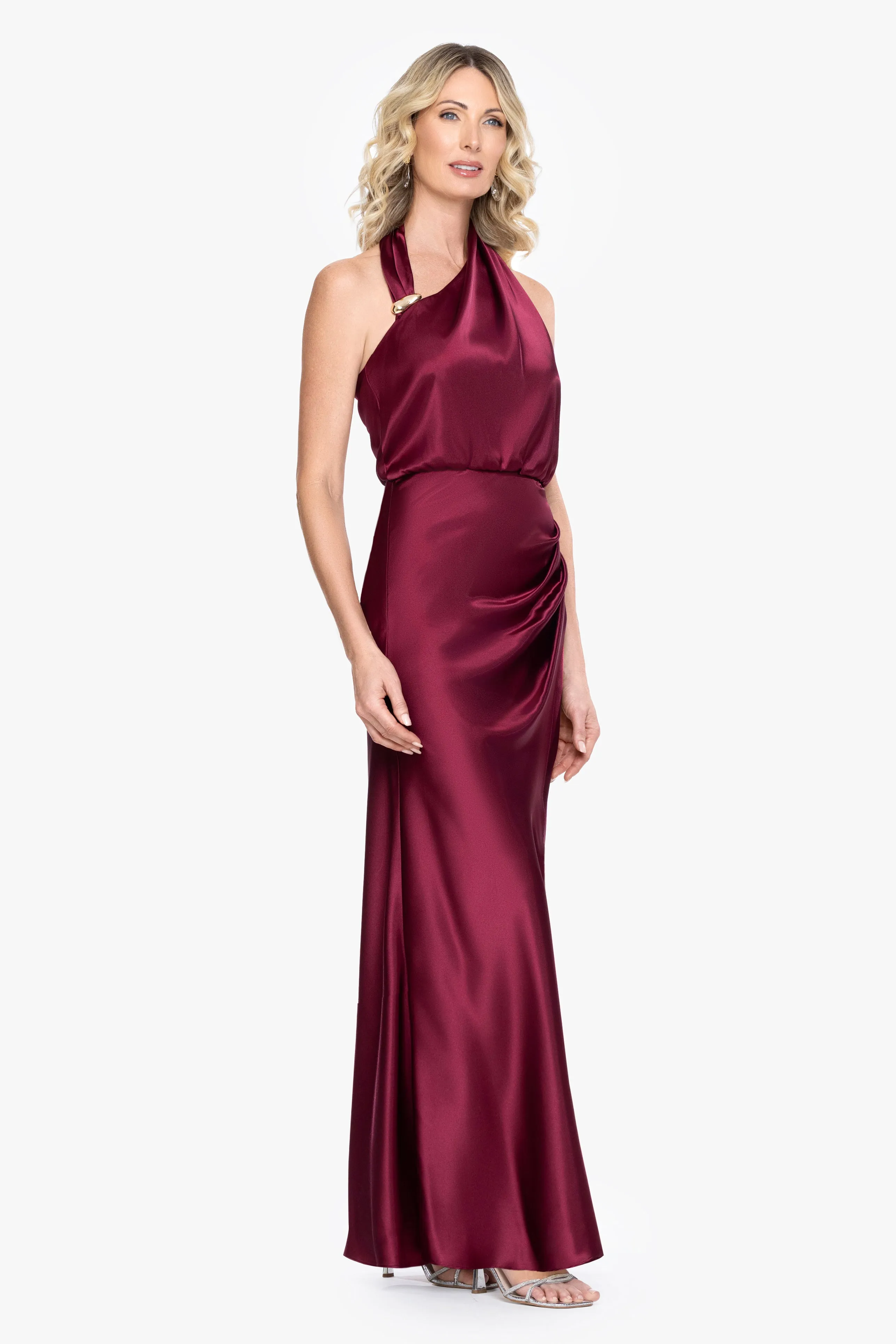 "Willow" Satin Halter Asymmetrical Dress sold by Betsy & Adam product image thumbnail 4
