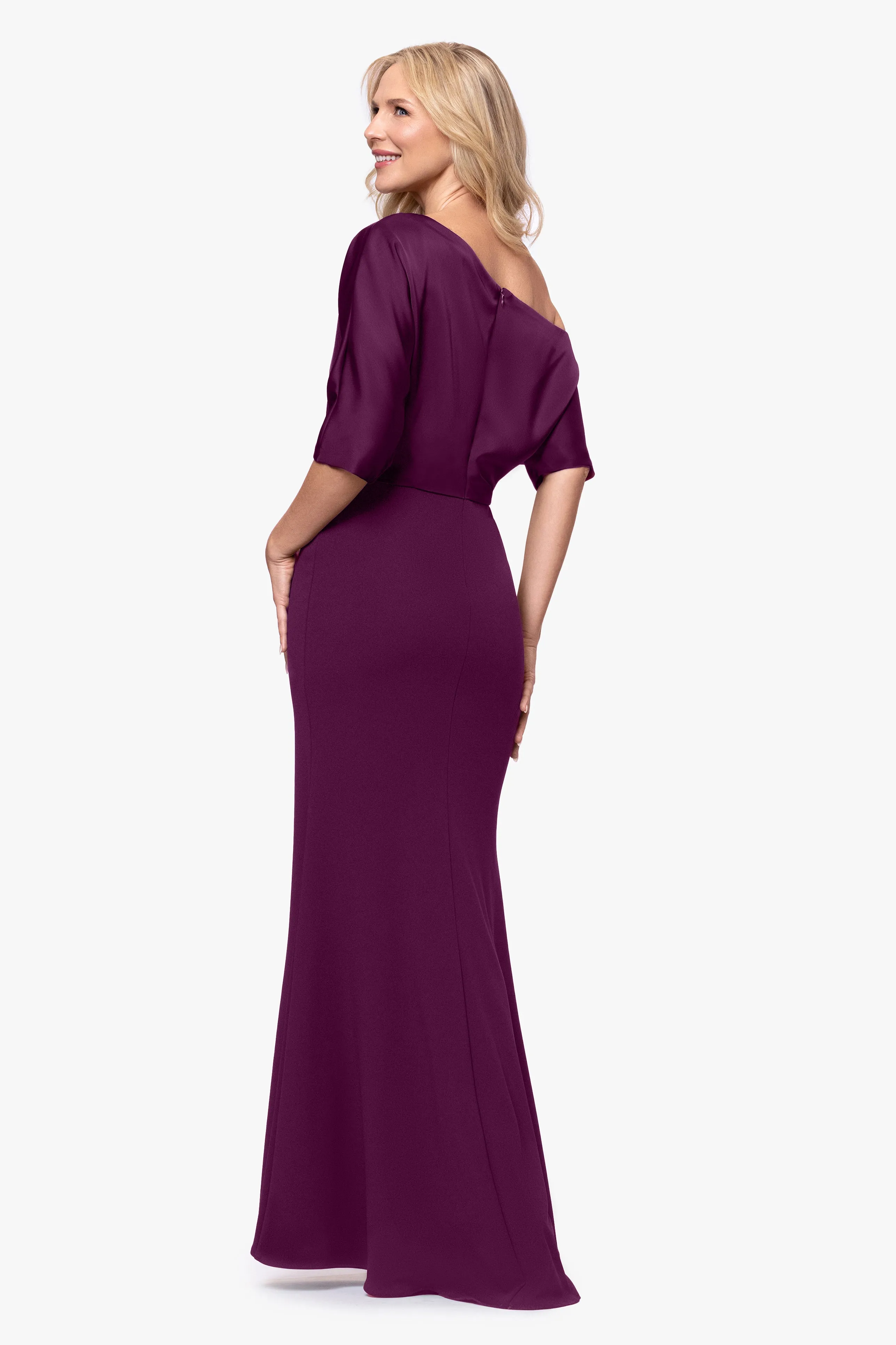 "Ana" Scuba Crepe & Satin Drop Shoulder Dress sold by Betsy & Adam product image thumbnail 3