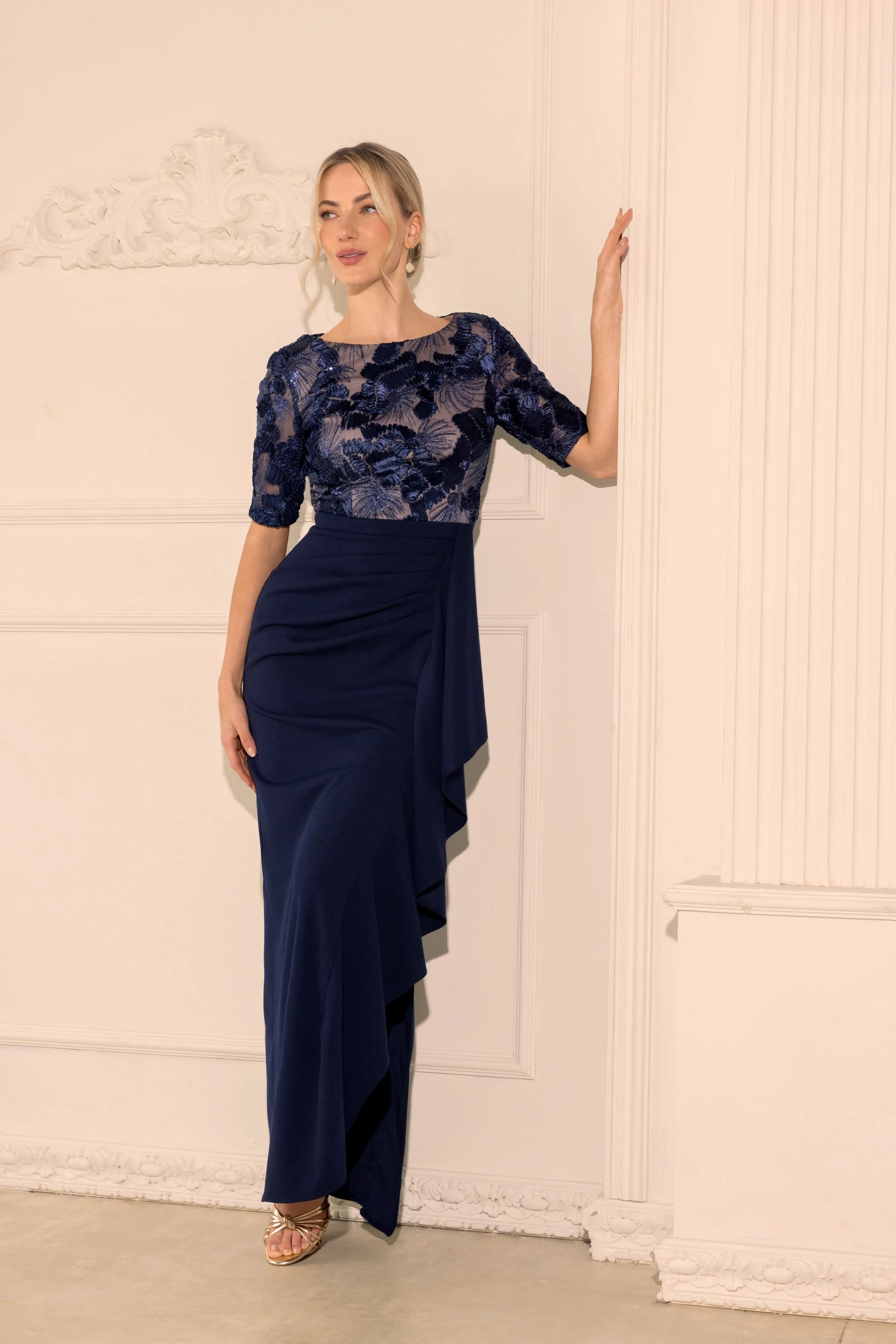 “Mel” Soutache & Scuba Crepe Dress sold by Betsy & Adam