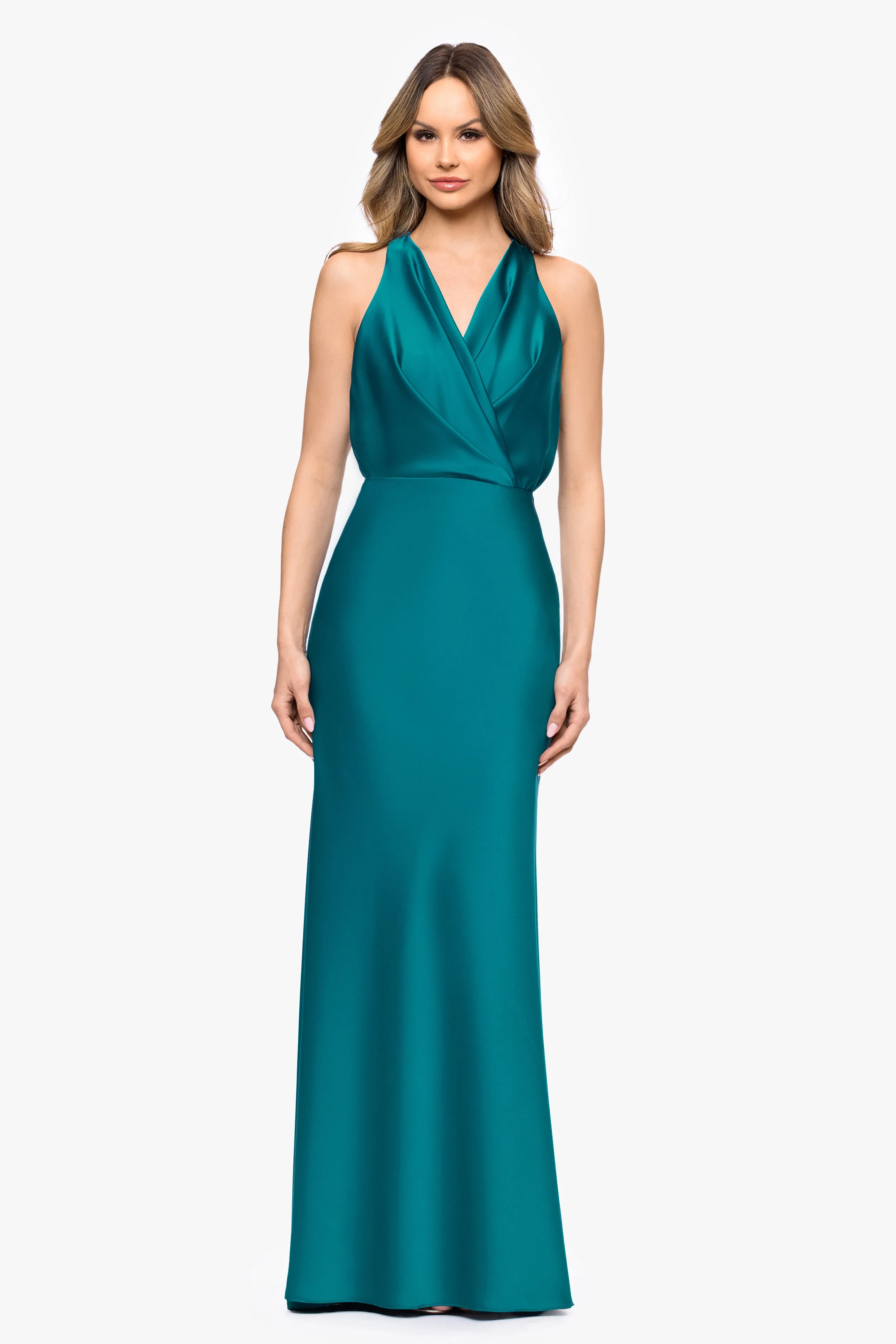 "Zoella" Petite Satin V-Neck Dress sold by Betsy & Adam