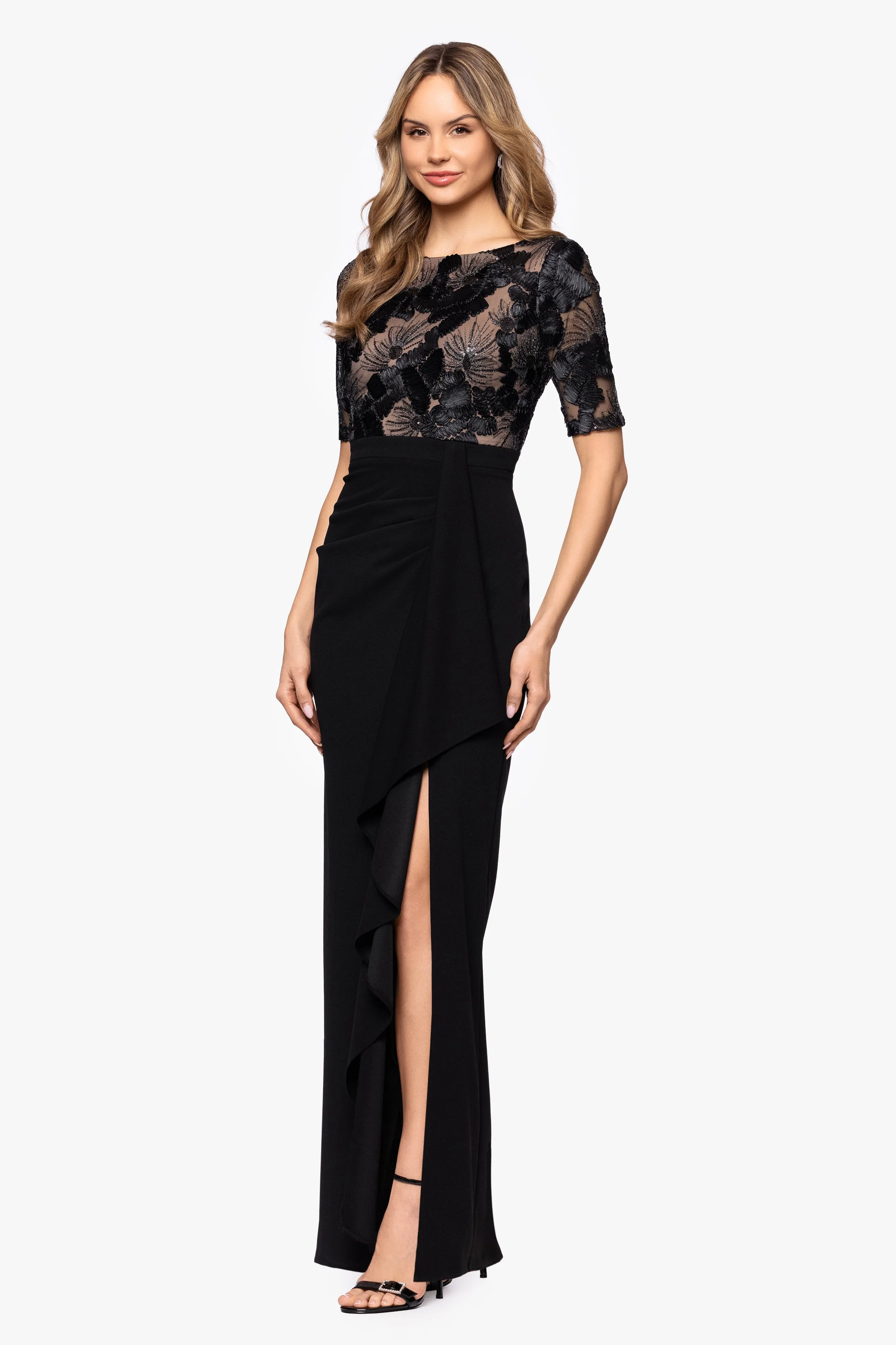 “Mel” Petite Soutache & Scuba Crepe Dress sold by Betsy & Adam product image thumbnail 5