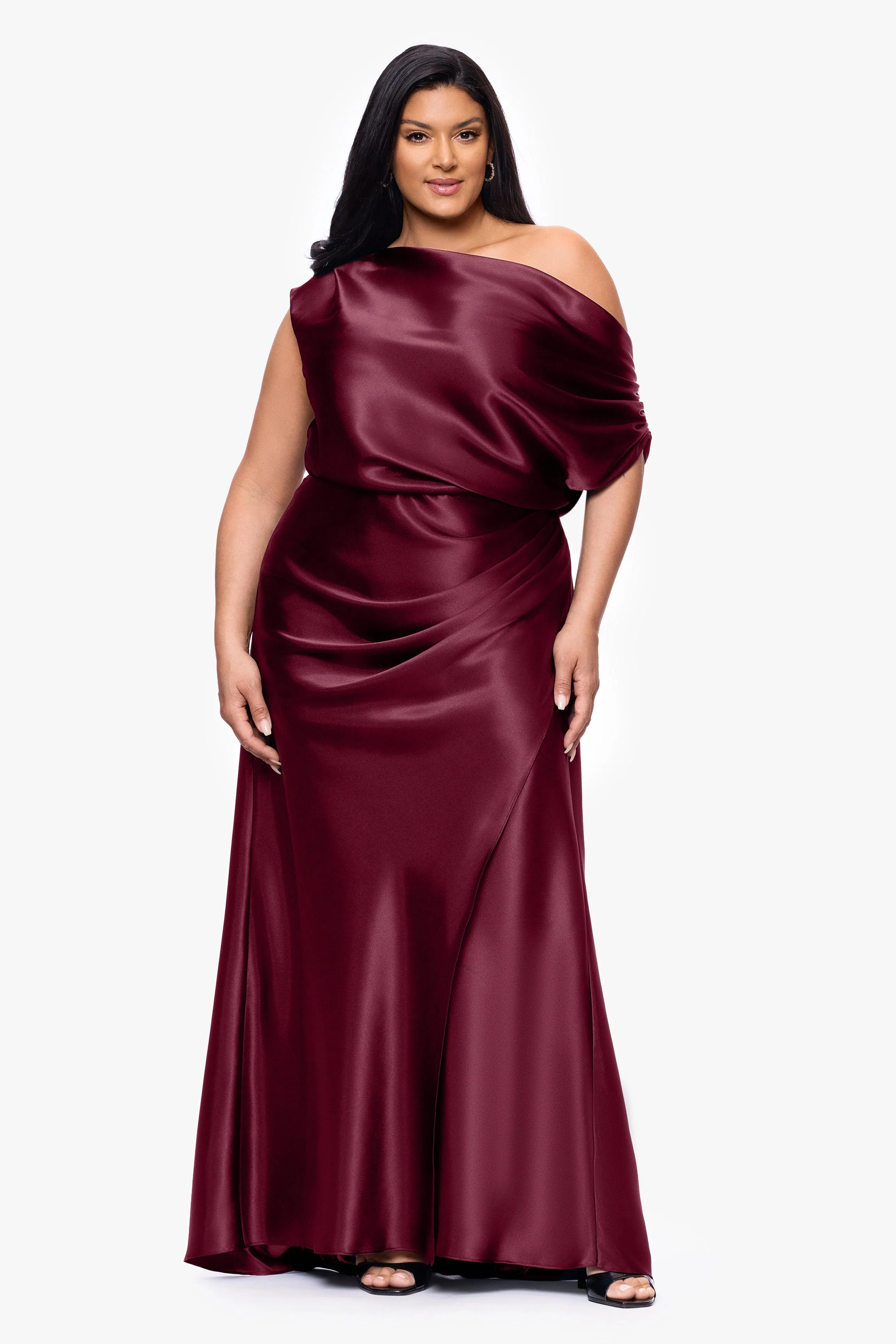 "Sofia" Plus Satin Drop Shoulder Dress sold by Betsy & Adam product image thumbnail 5