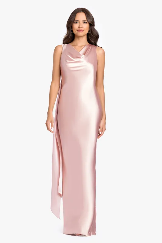 "Amora" Satin Backless Dress made by Betsy & Adam