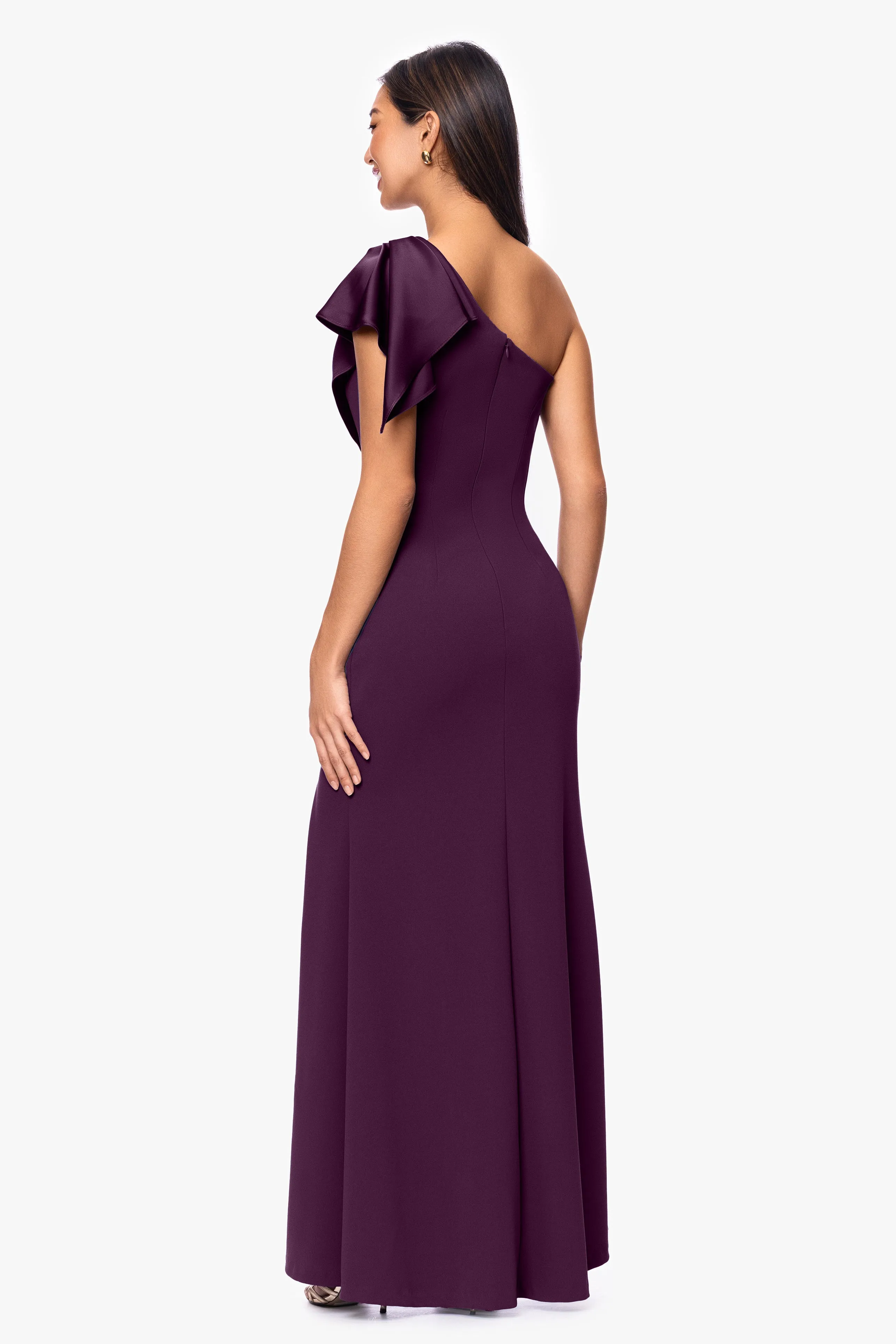 "Jules" Scuba Crepe & Satin One Shoulder Dress sold by Betsy & Adam product image thumbnail 3