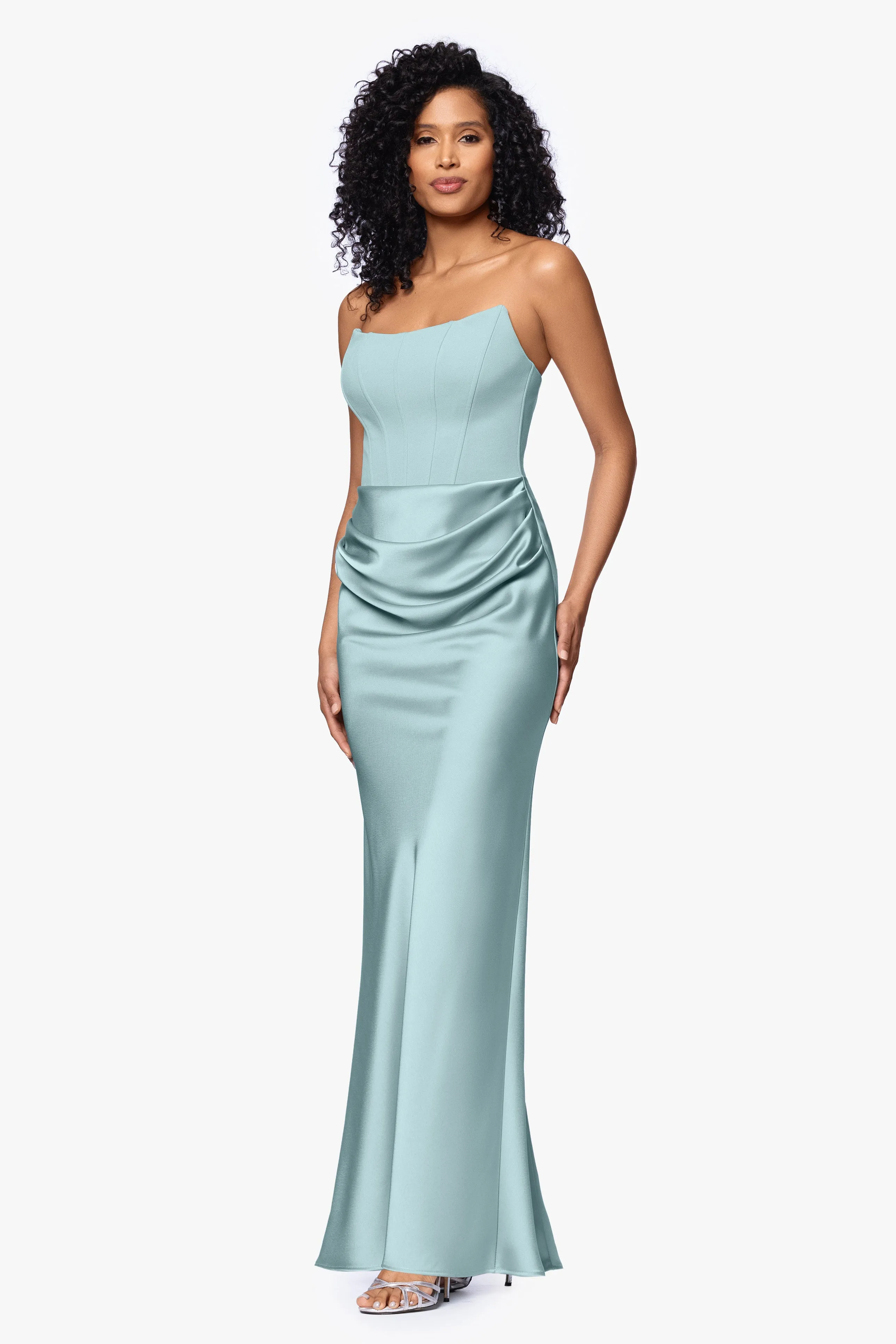 "Debra" Scuba Crepe & Satin Strapless Dress sold by Betsy & Adam product image thumbnail 4