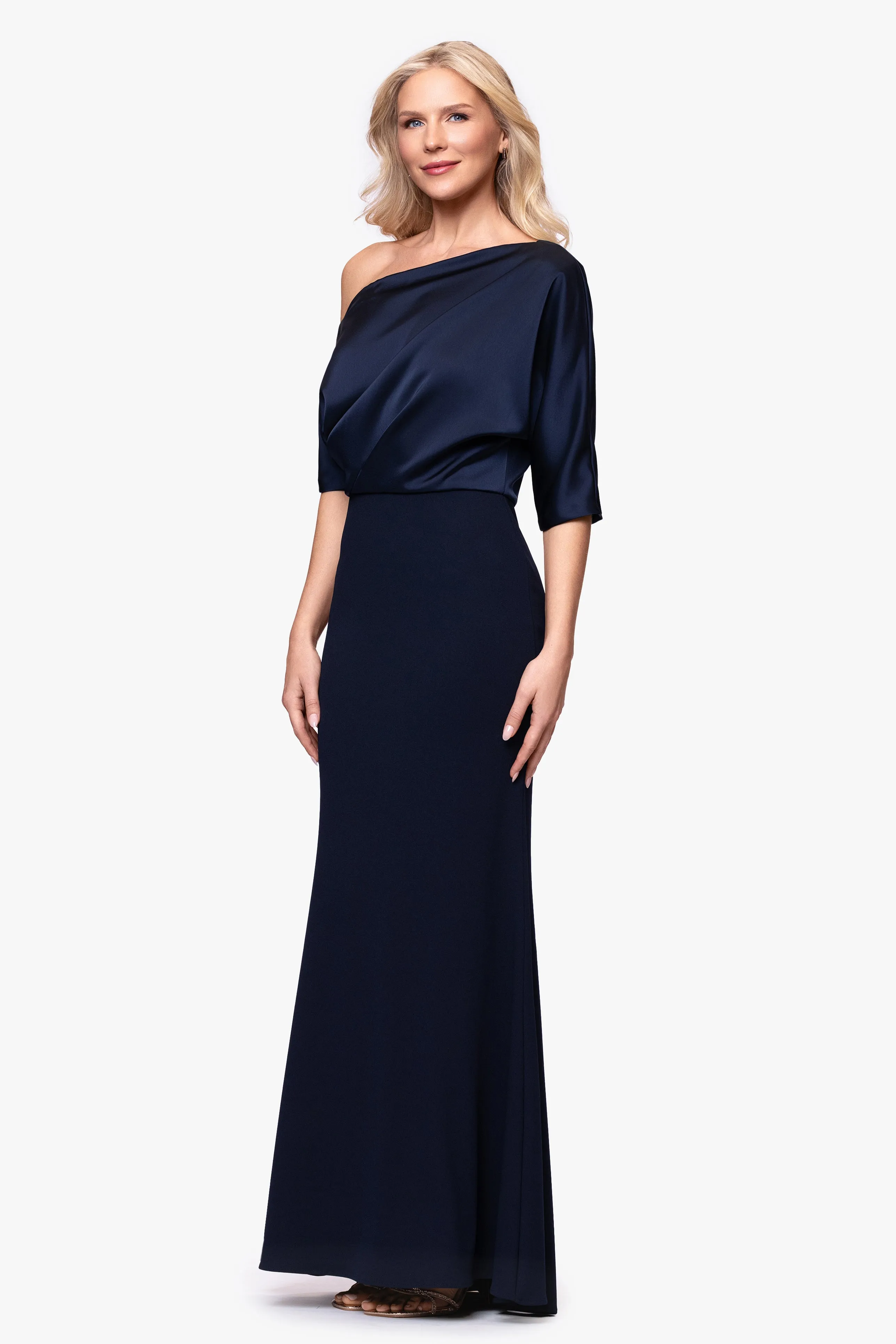 "Ana" Scuba Crepe & Satin Drop Shoulder Dress sold by Betsy & Adam product image thumbnail 4