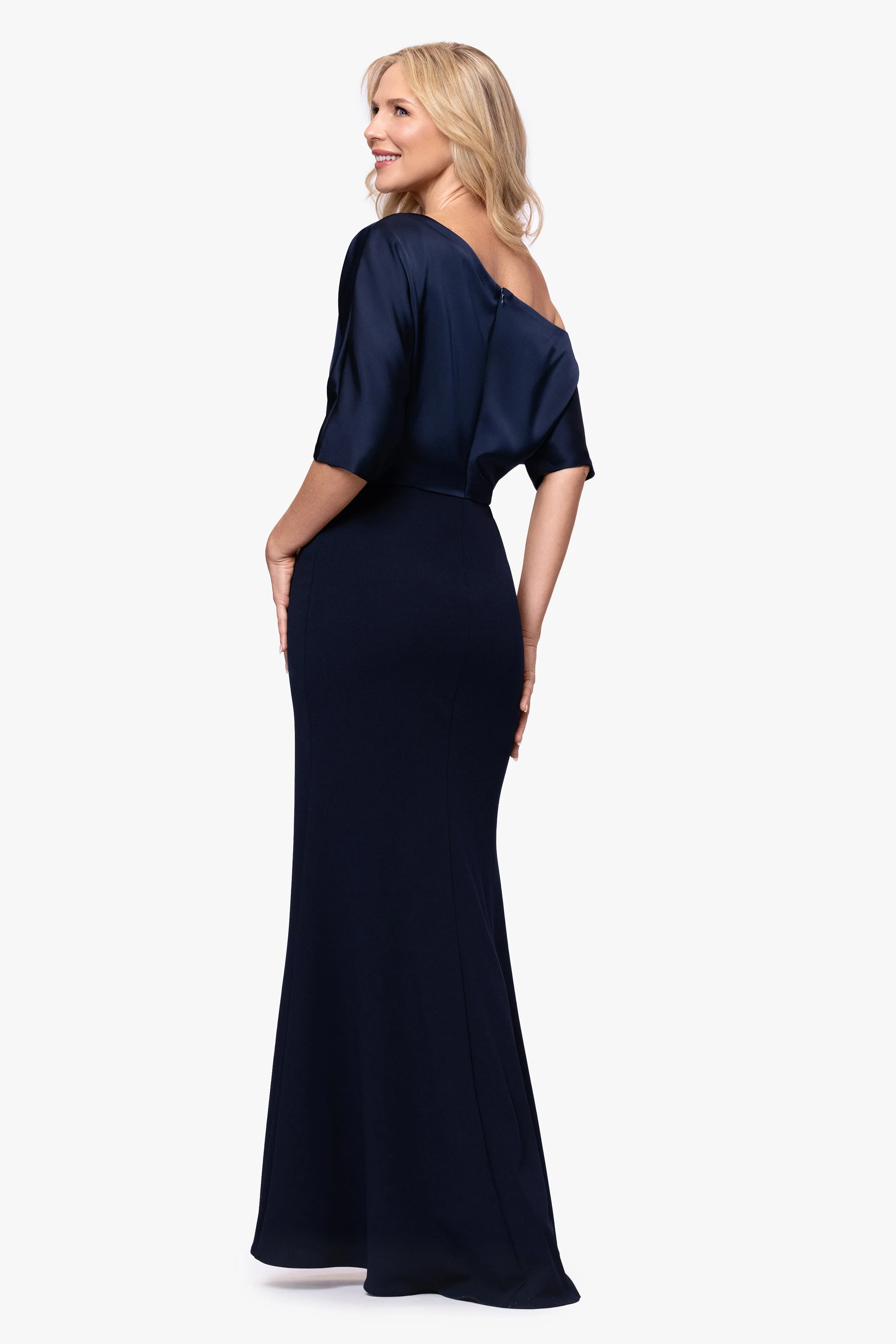 "Ana" Scuba Crepe & Satin Drop Shoulder Dress sold by Betsy & Adam product image thumbnail 3