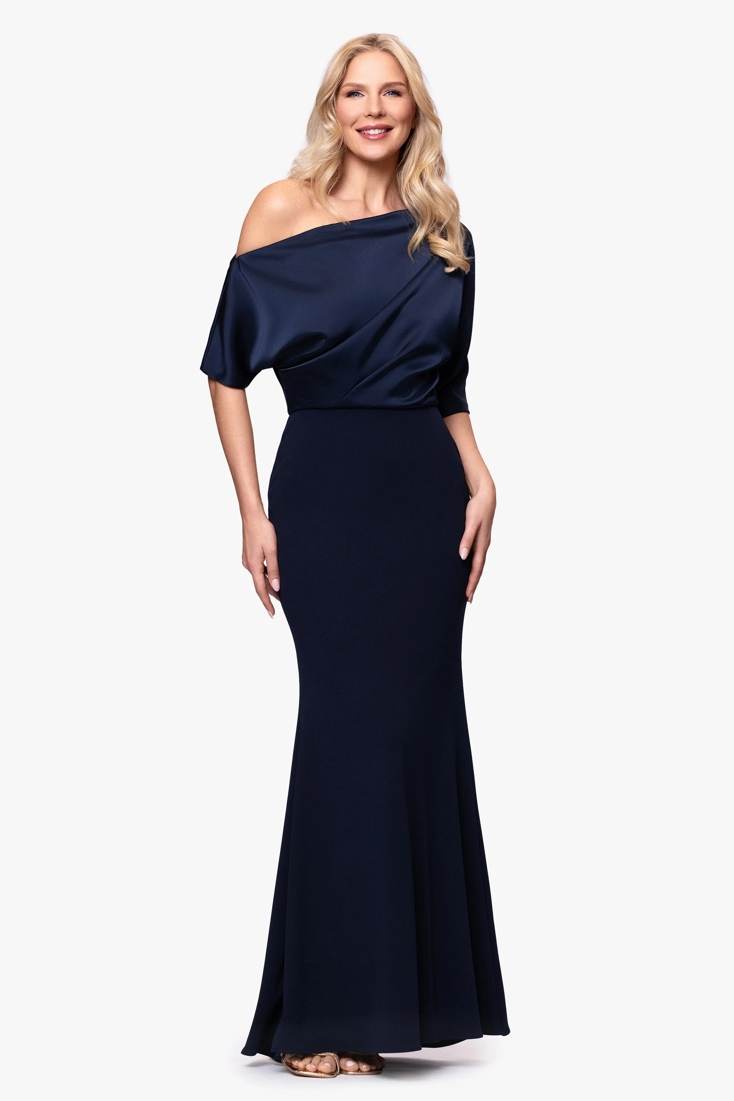 "Ana" Scuba Crepe & Satin Drop Shoulder Dress sold by Betsy & Adam product image thumbnail 5