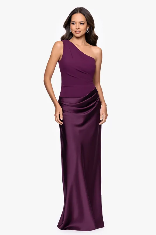 "Josie" Scuba Crepe & Satin One Shoulder Dress made by Betsy & Adam