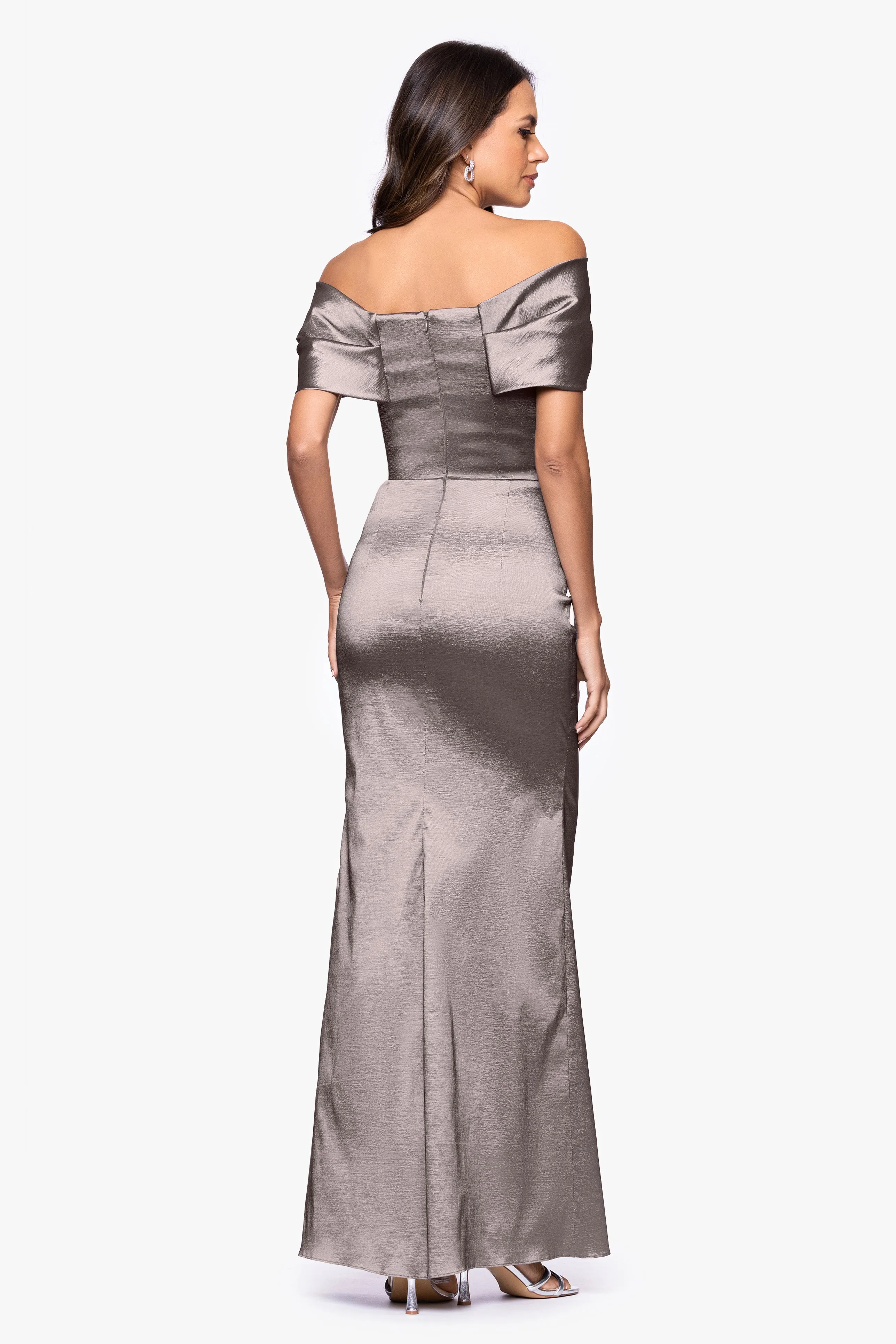 "Gia" Taffeta Twist Off the Shoulder Dress sold by Betsy & Adam product image thumbnail 3