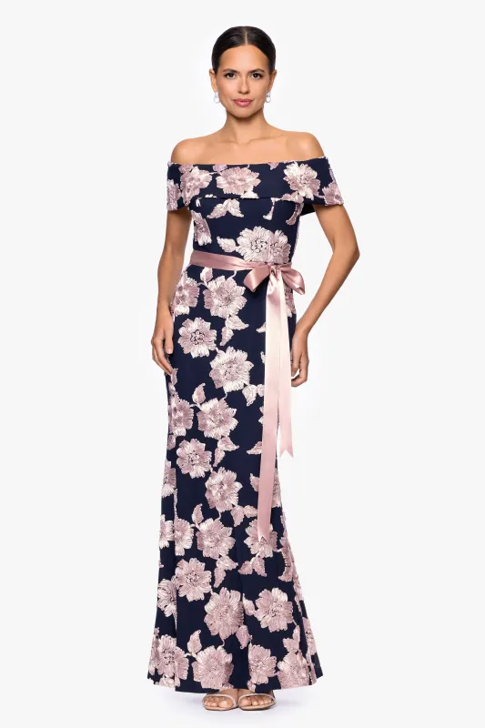 "Georgette" Soutache Off The Shoulder Ribbon Dress made by Betsy & Adam